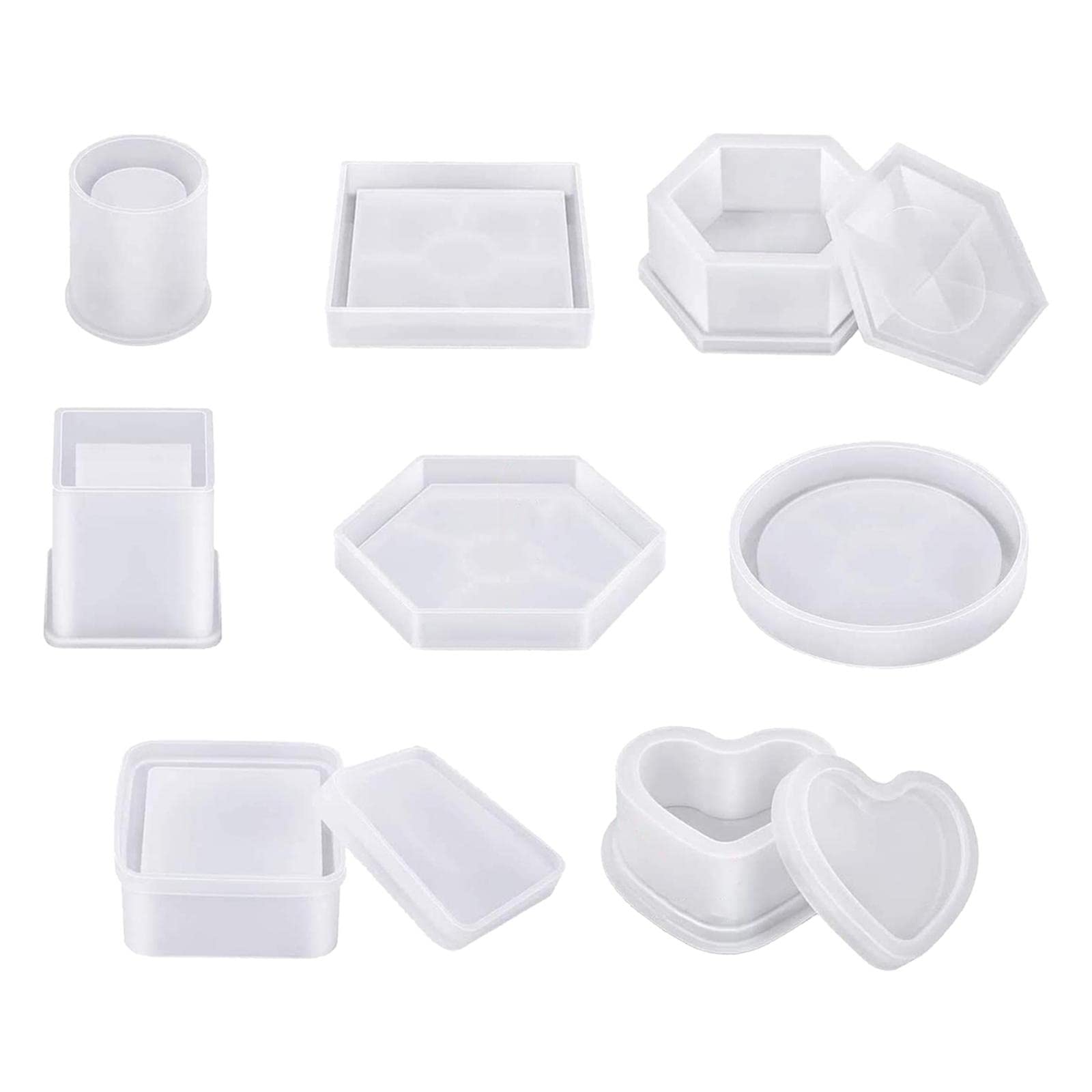 Premium Silicone Resin Casting Molds for DIY Candle Making, Soap Molds, Epoxy Resin Crafts - Reusable Multi-Purpose Molds for Home Decor, Wedding Favors & Gift Making (Set of 6)