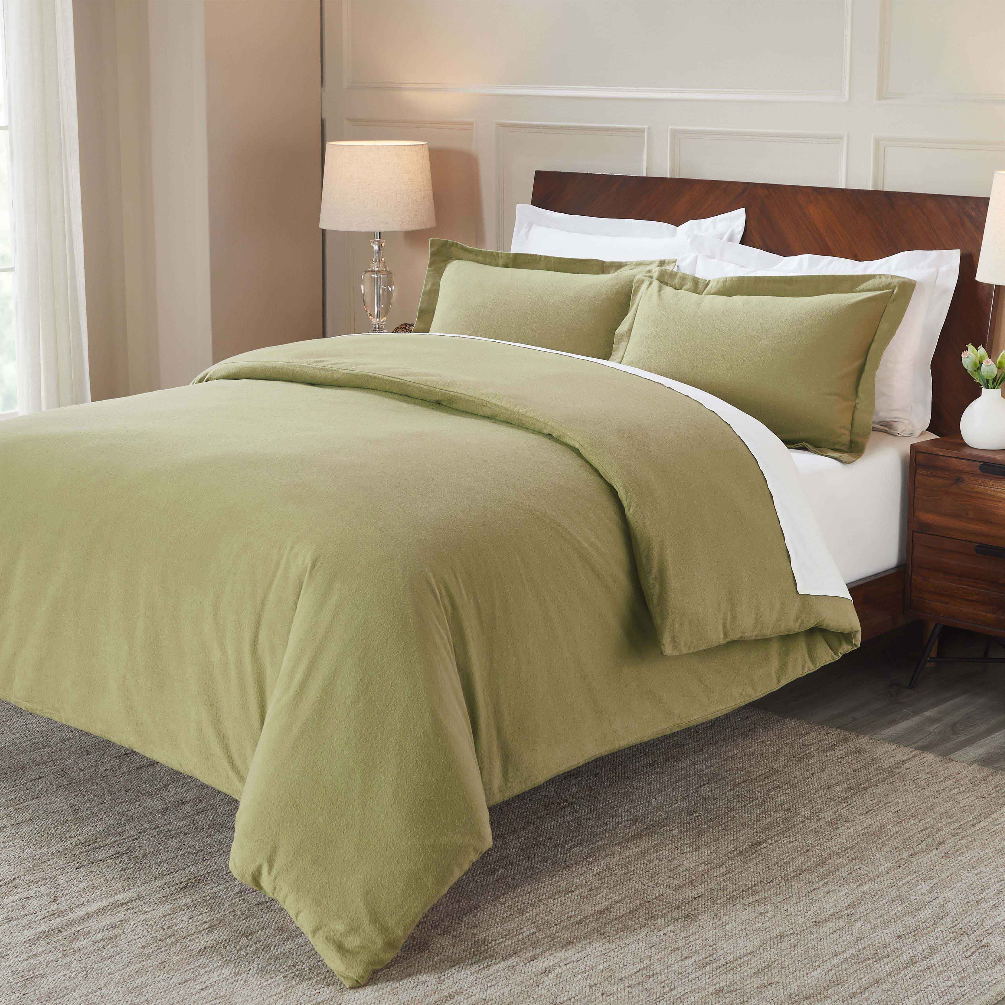 Premium Rome Flannel Cotton Solid Brushed Duvet Cover Set - Soft & Cozy Queen/King Size Bedding for Winter Warmth & Comfort