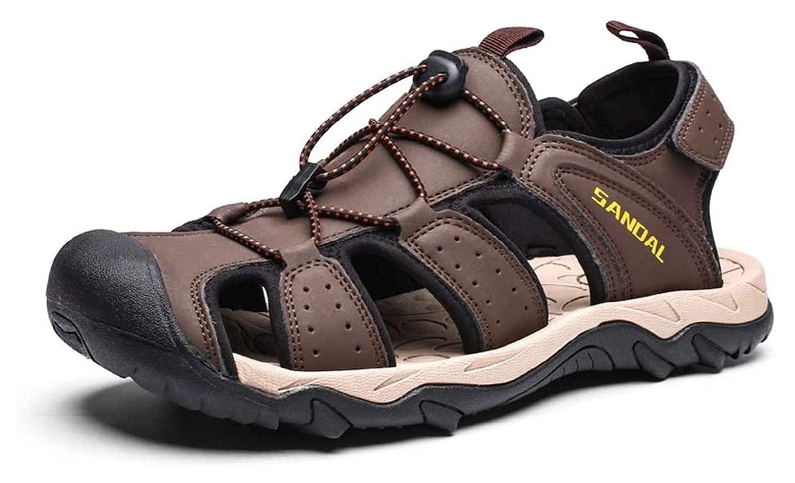 Men's Water Shoes for Beach & Outdoor Sports - Quick-Dry Aqua Socks, Non-Slip Sole, Lightweight Sandals for Swimming, Surfing, Hiking (Brown, Size 41EU) - Perfect for Beach Vacations, Poolside, and Water Activities