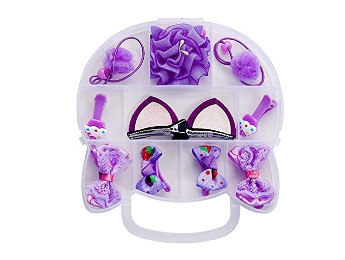 Birzar Kids Metal Hair Barrettes - 11 Pcs Sparkly Snap Hair Clips for Girls (Purple) | Cute Hair Accessories for School, Parties & Daily Styling