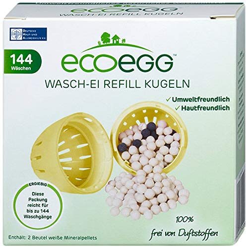 Eco-Friendly WASH Egg Refill Laundry Detergent - 100% Natural, 144 Washes for All Fabric Types | Sustainable Cleaning Solution for Families & Sensitive Skin | Made in Denmark | Perfect for Daily Laundry, Travel & Eco-Conscious Homes