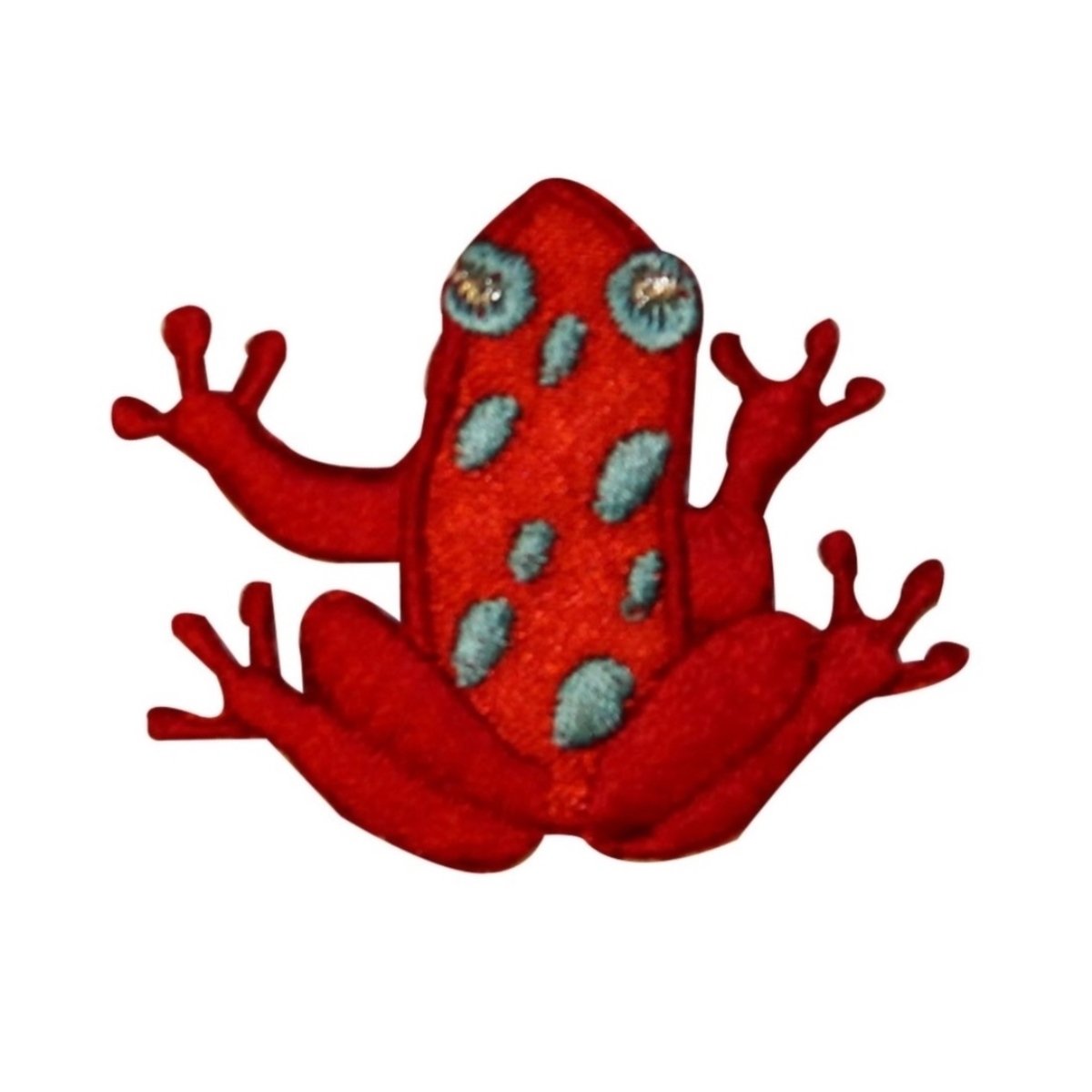 Red Frog Sitting Embroidered Iron On Patch for DIY Crafts, Clothing, Hats & Bags - Fun Applique for Kids & Adults Costumes, Denim Jackets & Backpacks