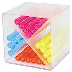 (6 Pack) Clear Plastic Desk Organizer Cube with X Dividers - 6