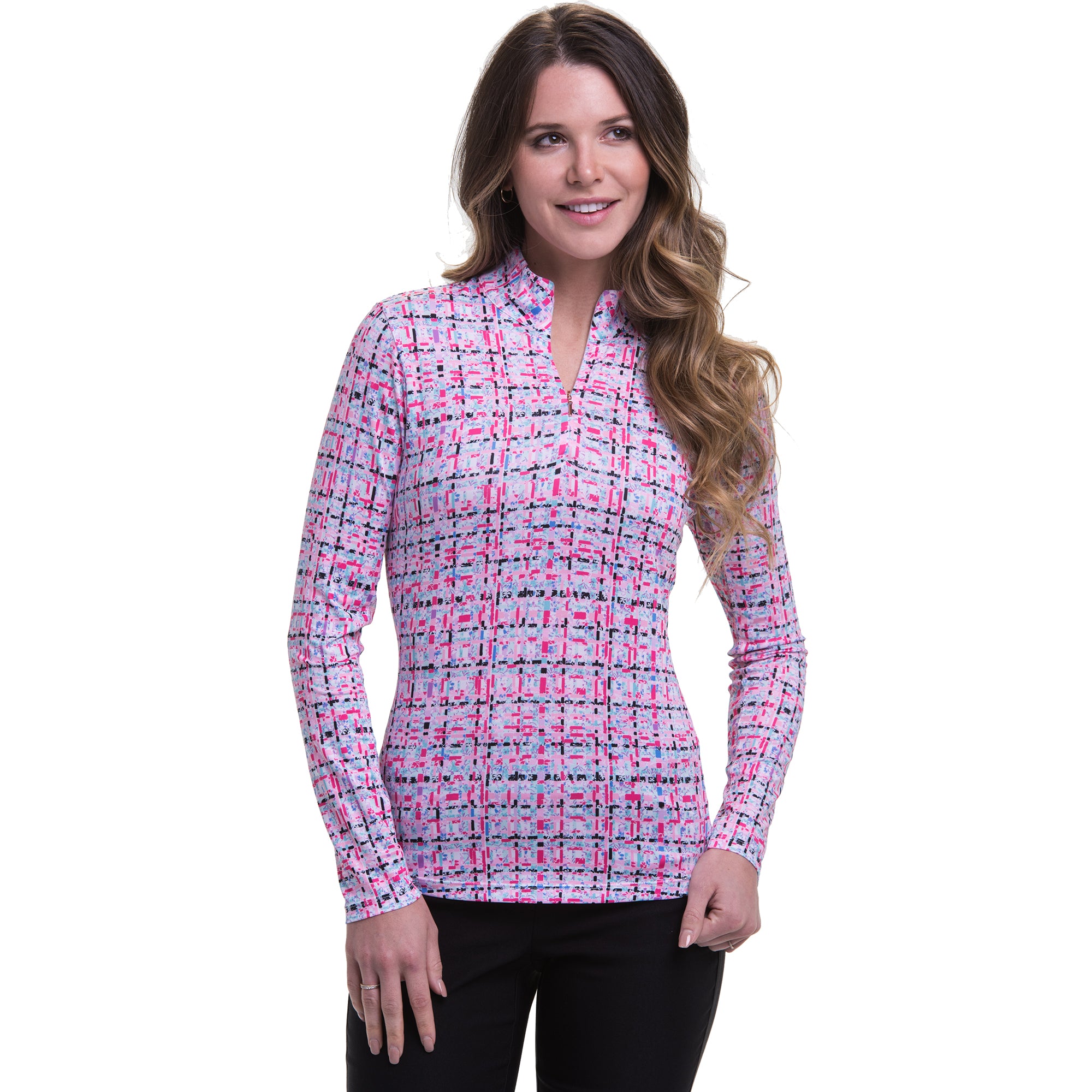EP New York Women's Floral Print White 1/4 Zip Golf Pullover - Lightweight & Breathable for Golfing, Running & Outdoor Activities