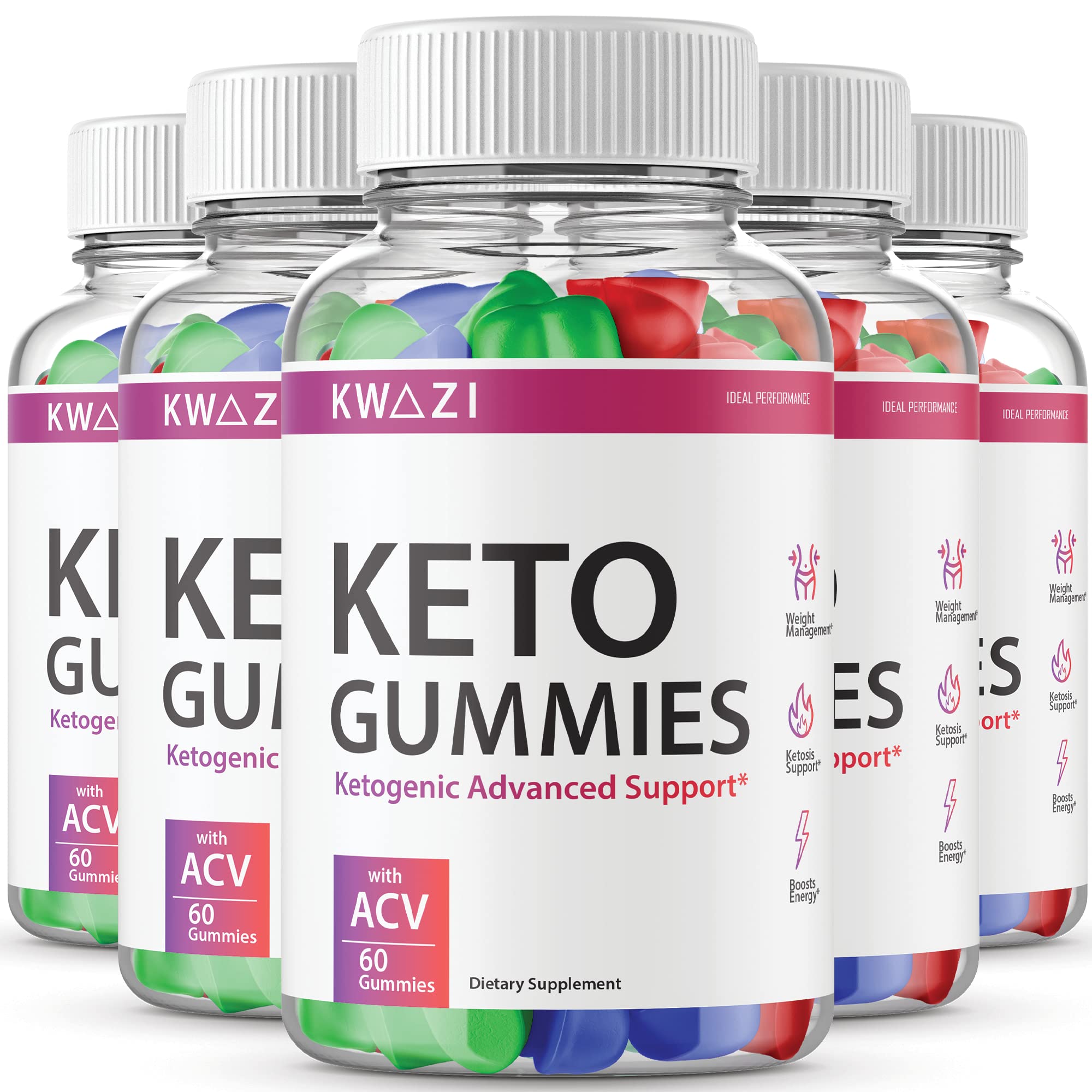 IDEAL PERFORMANCE (5 Pack) Kwazii Keto Gummies - 300 Sugar-Free Gummy Bears for Ketogenic Diet | Supports Weight Loss & Energy Boost | Perfect for Low-Carb Lifestyle, On-the-Go Snacking & Healthy Living