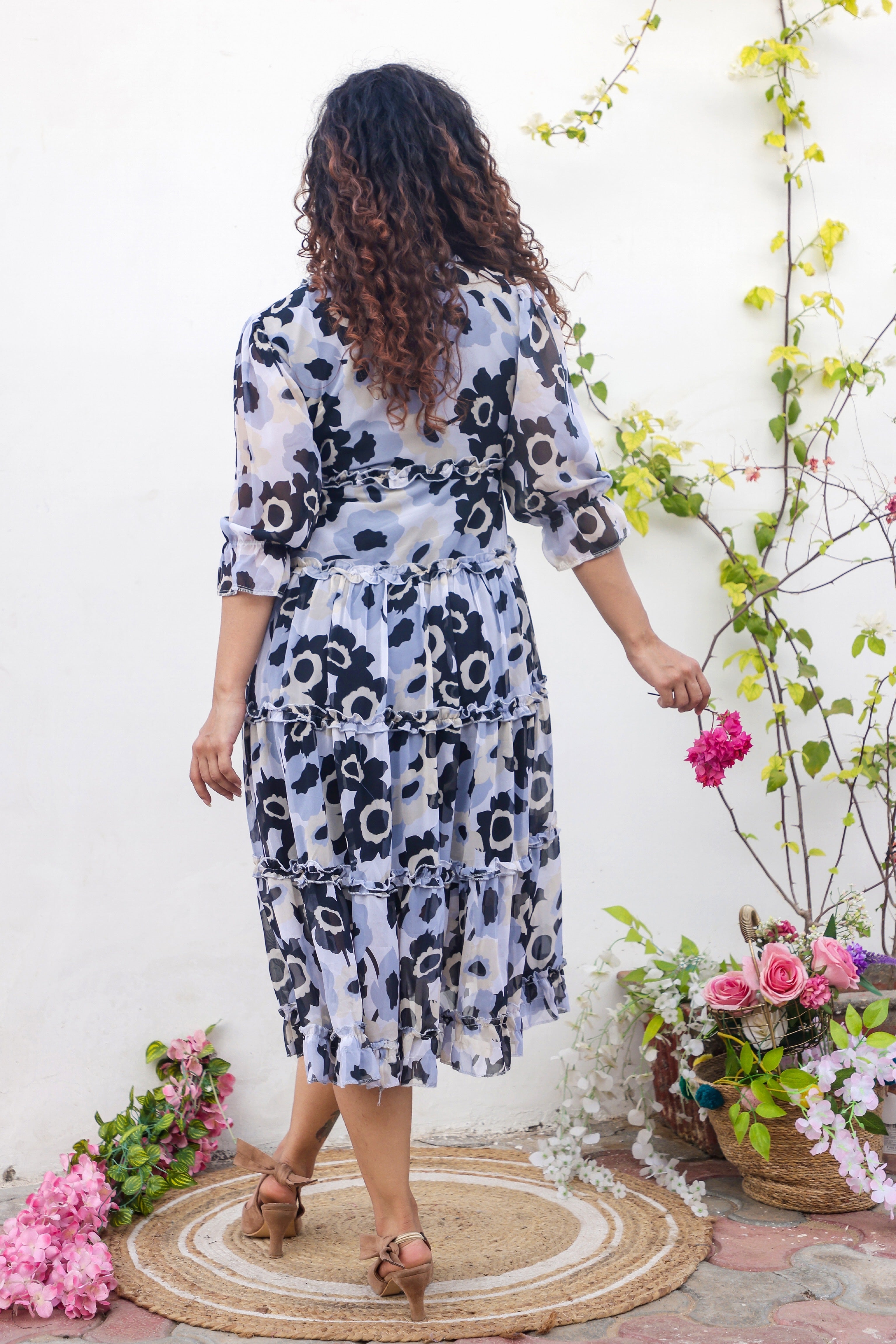 Elegant Grey Floral Print Maxi Dress for Women - Summer Beach Party, Wedding Guest & Vacation Outfit
