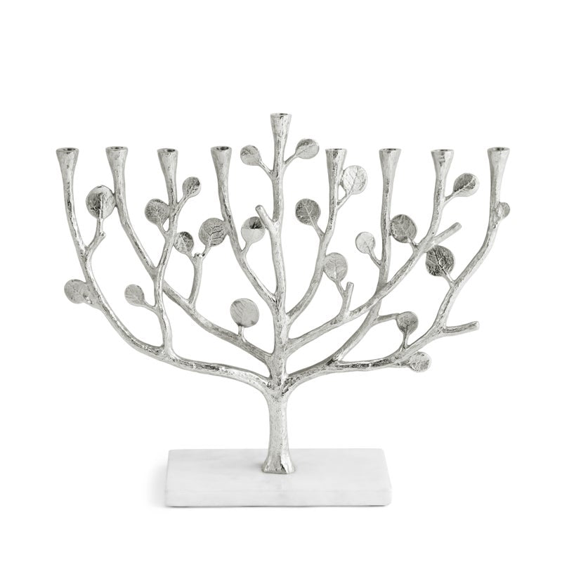 Botanical Leaf Menorah - Elegant Hanukkah Candle Holder for Jewish Holiday Decor & Home Celebration