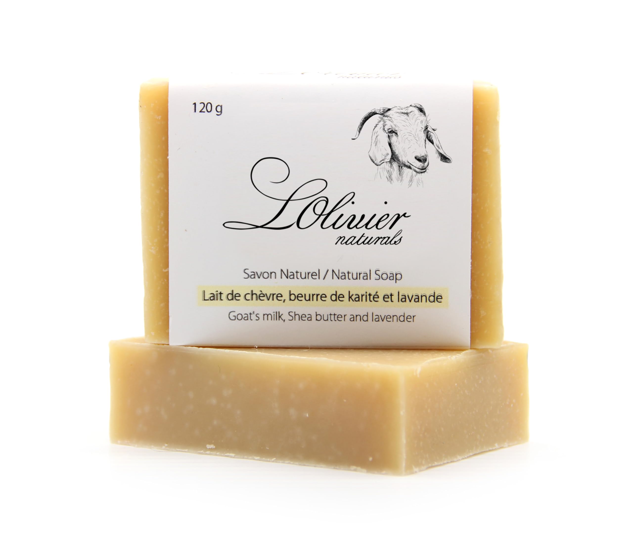 L'OLIVIER NATURALS 2 Pack Goat's Milk Soap with Shea Butter & Lavender | All Natural Handmade Bar Soap | Made in Canada | Moisturizing & Gentle for Dry Skin, Face & Body | Perfect for Daily Cleansing & Relaxation