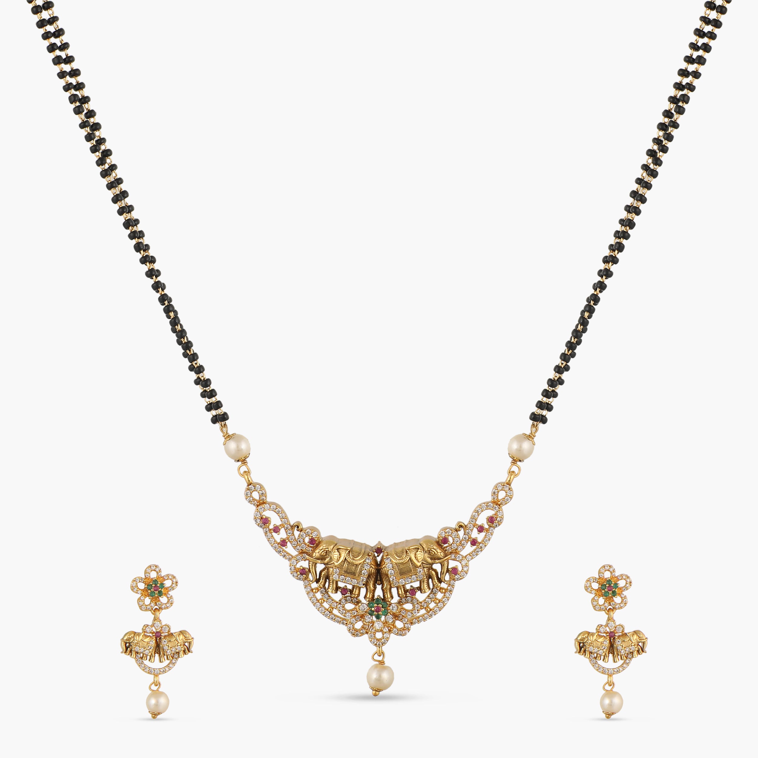 Elephant Classic Antique Mangalsutra Set - Traditional Indian Bridal Jewelry for Weddings & Special Occasions