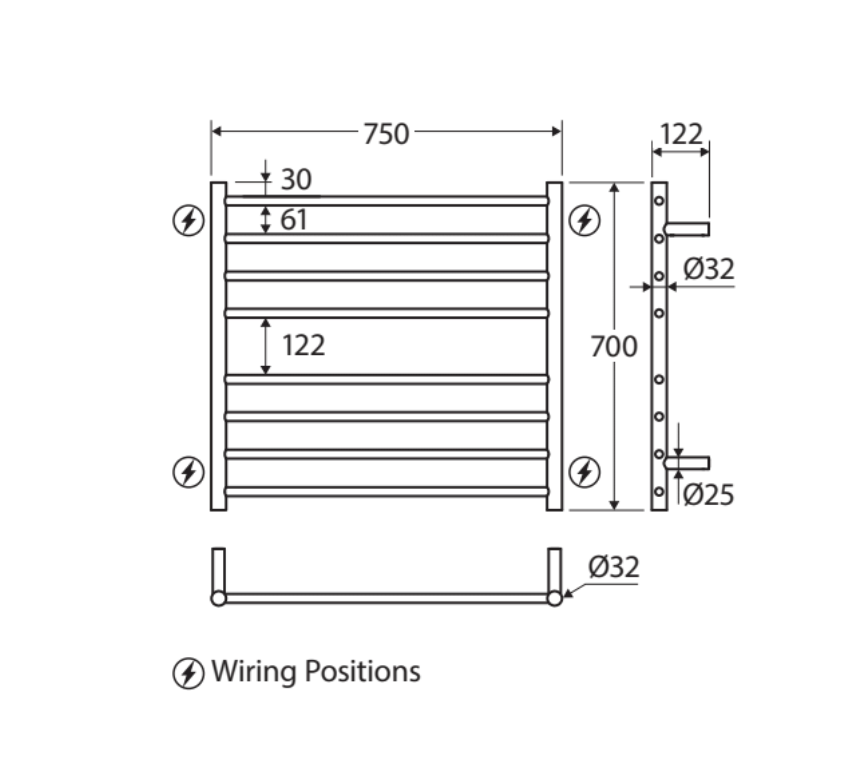 Fienza 8277570UB Isabella Heated Towel Rail 750x700mm Urban Brass - Premium Bathroom Towel Warmer for Spa-Like Luxury at Home