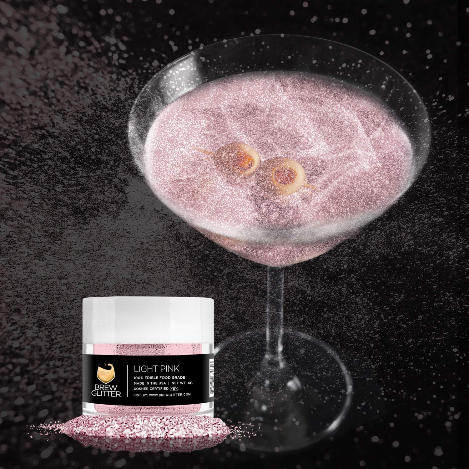 Edible Glitter for Drinks - Light Pink Brew Glitter | Food Safe Sparkles for Cocktails, Beer & Beverage Garnish | Kosher, Halal, Vegan Certified | 100% Edible, Gluten & Nut Free (25g) | Perfect for Birthday Parties, Wedding Toasts & Festive Cocktail Decorations