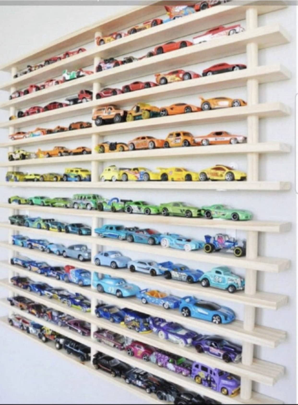 Handcrafted Pine Wood 1/64 Scale Matchbox Car Display Shelf Case - Perfect for Collectors, Toy Car Storage & Home Decor Showcase