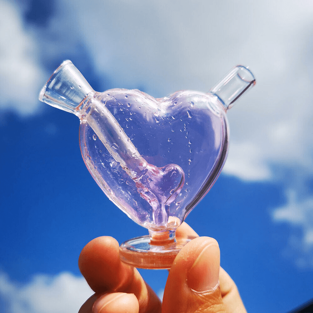Mini Heart Glass Joint Bubbler - Smart Portable Bong for Smooth Hits | Lightweight & Compact Design for Travel, Parties, and Home Use