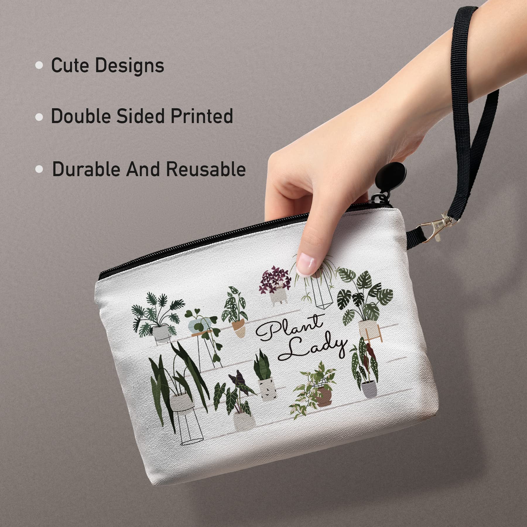 Stylish Plant-Themed Makeup Bag - Cute Cosmetic Pouch with Zipper Wristlet for Women | Perfect Travel Toiletry Organizer & Gift for Plant Lovers, Gardeners (Plant Lady) | Great for Daily Use, Travel, and Birthday Presents