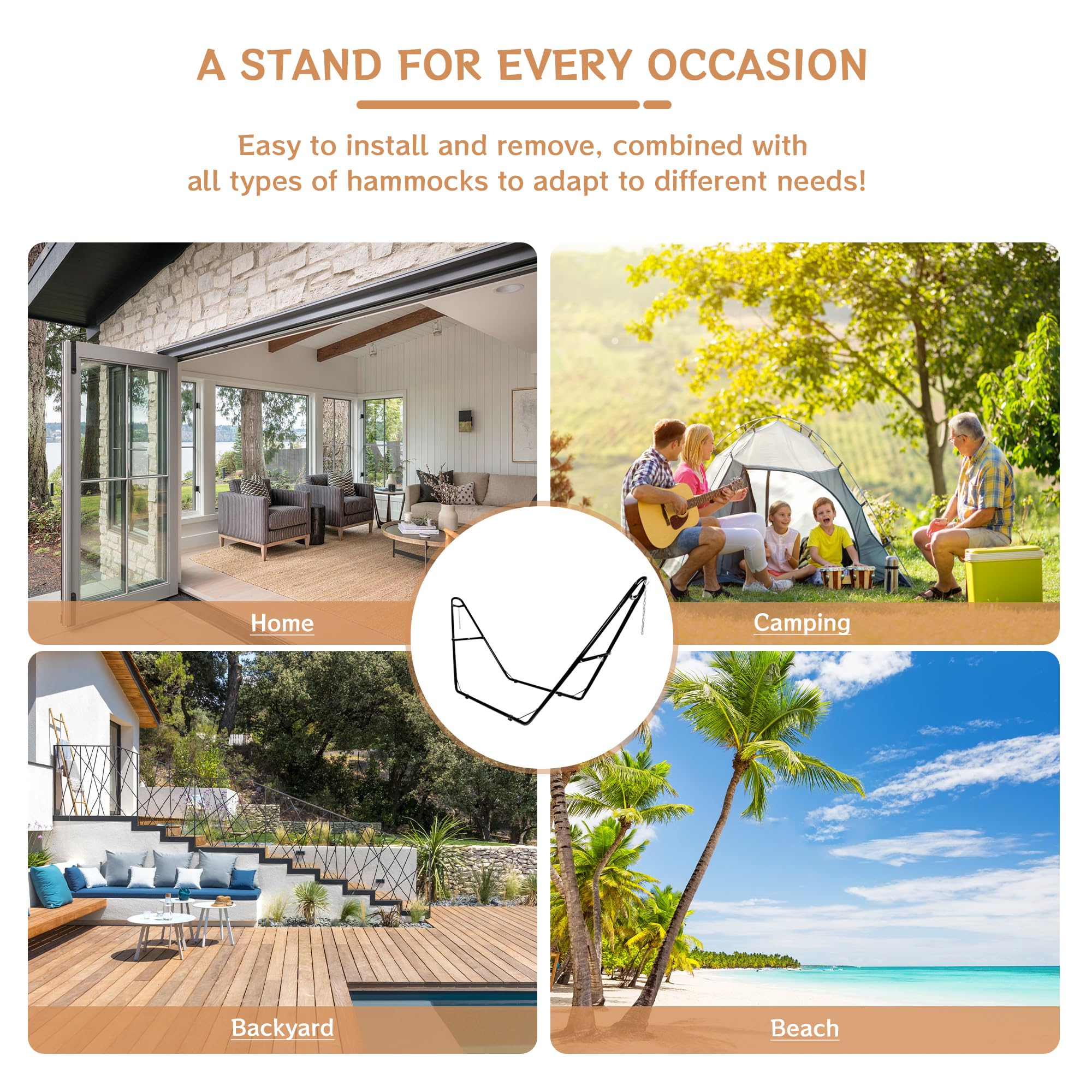 Heavy Duty Universal 2-Person Hammock Stand - 550 lb Capacity Steel Frame for 9-14 FT Outdoor Hammocks | Perfect for Backyard, Patio, Camping & Beach Relaxation