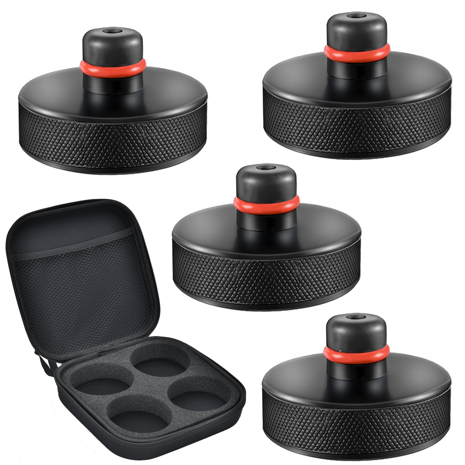 Tesla Model 3/Y/S/X Jack Pad Adapter (2016-2023) - 4-Pack Rubber Lift Pads with Storage Bag - Battery & Chassis Protection Accessories - Perfect for Garage Repairs & Mobile Tire Changes