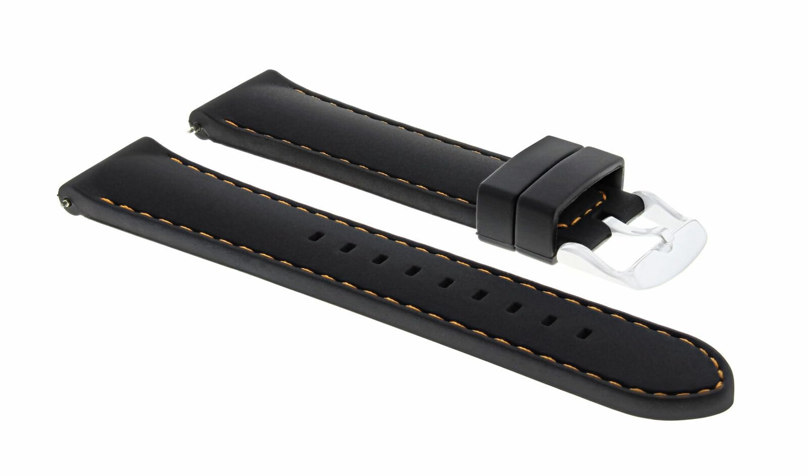 22mm Silicone Rubber Diver Watch Band Strap - Compatible with IWC Pilot Portuguese - Black & Orange Sport Watch Strap for Swimming, Diving & Outdoor Activities