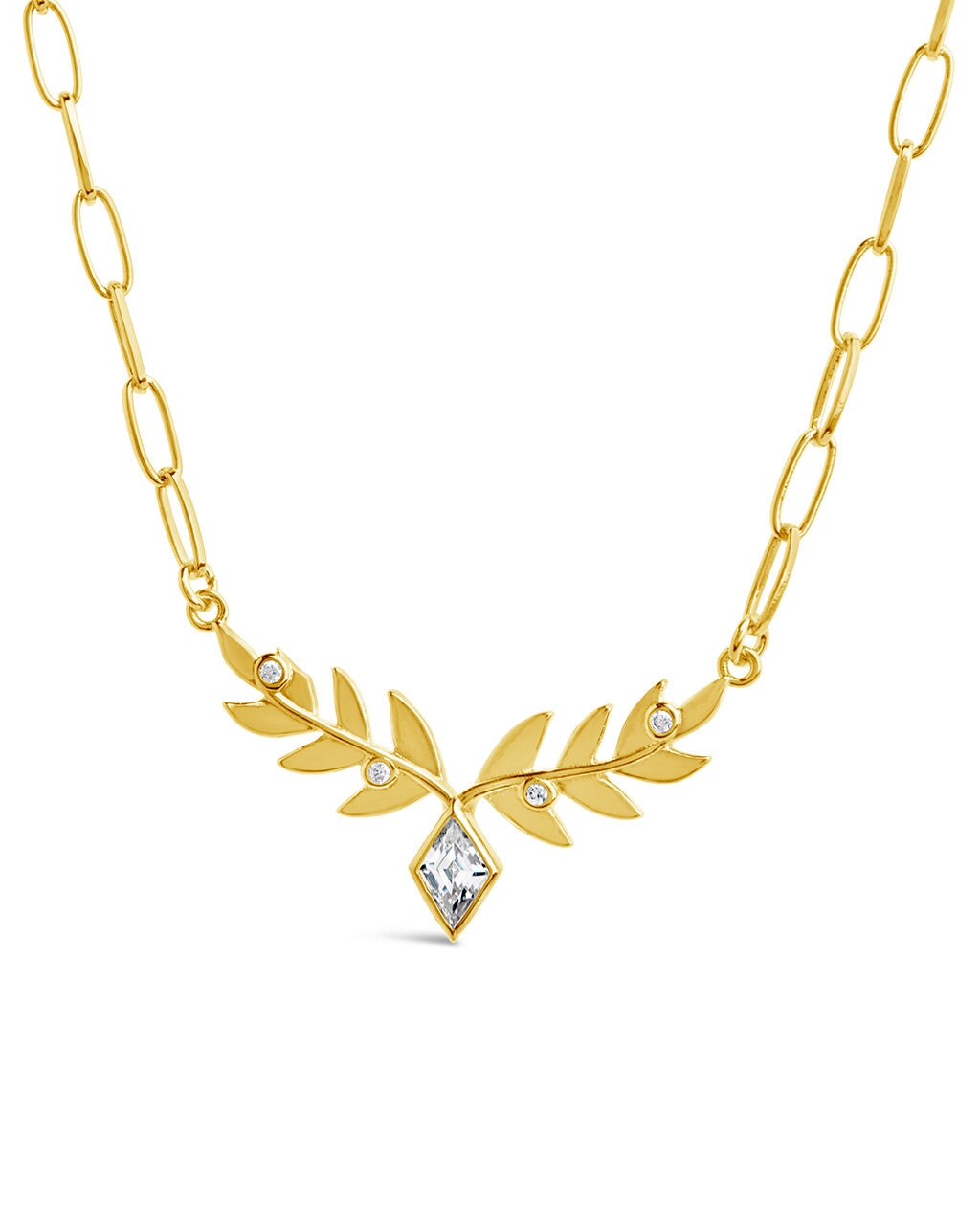Sicily CZ Leaf Pendant Necklace - Elegant Cubic Zirconia Jewelry for Women, Perfect for Parties, Weddings & Everyday Wear