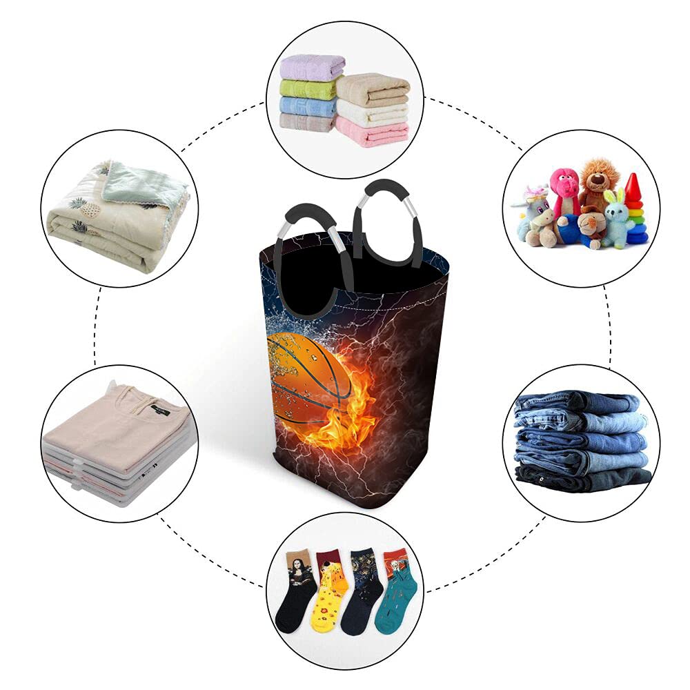 Wondertify Basketball Laundry Hamper - Fire & Water Resistant Clothes Basket with Carry Handles for Organizing Clothes, Toys & Sports Gear - Perfect for Kids' Rooms, Dorm Storage & Game Day Organization
