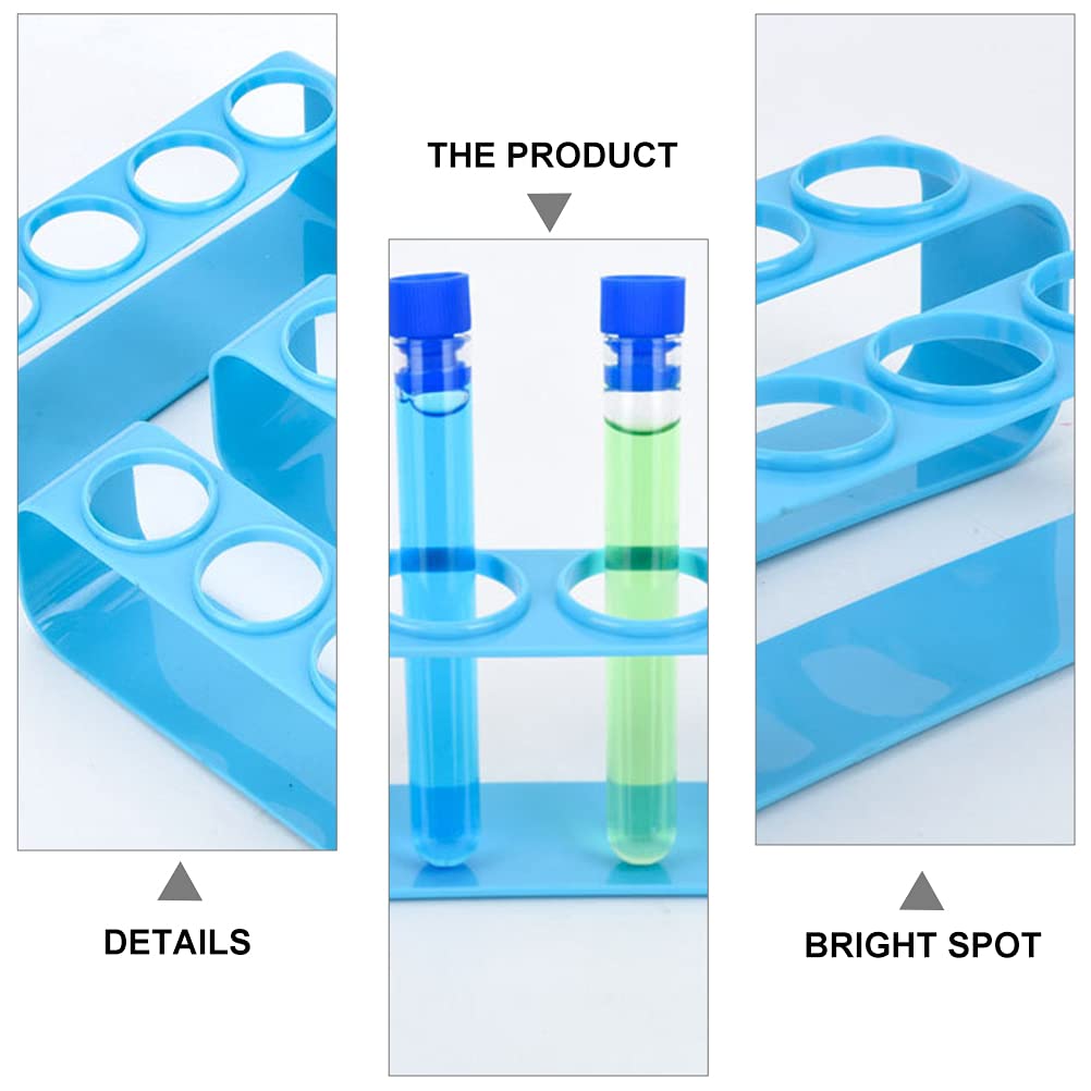 3pcs Plastic Test Tube Rack for Kids Science Experiments - Durable Test Tube Holder Stand with Storage Shelf for School Labs, Home Science Kits & STEM Education Projects