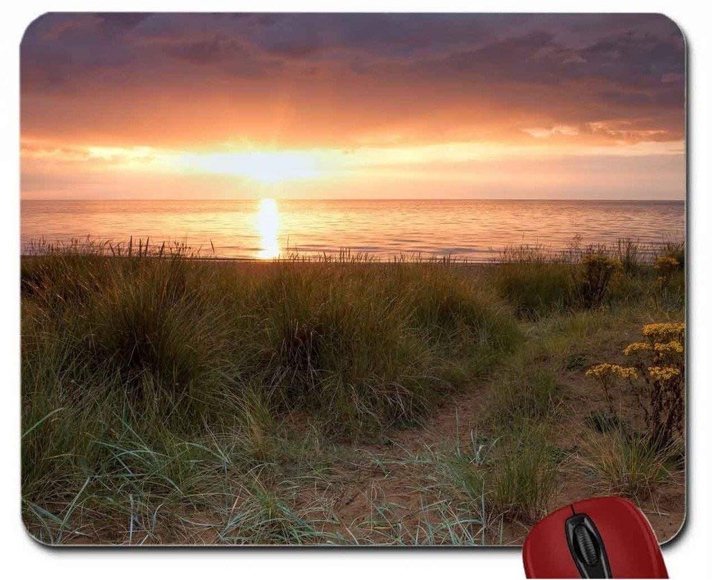 Premium Mouse Pad with Magnificent Sunset Seashore Design - Non-Slip Rubber Base Computer Mousepad for Gaming, Office & Home Use