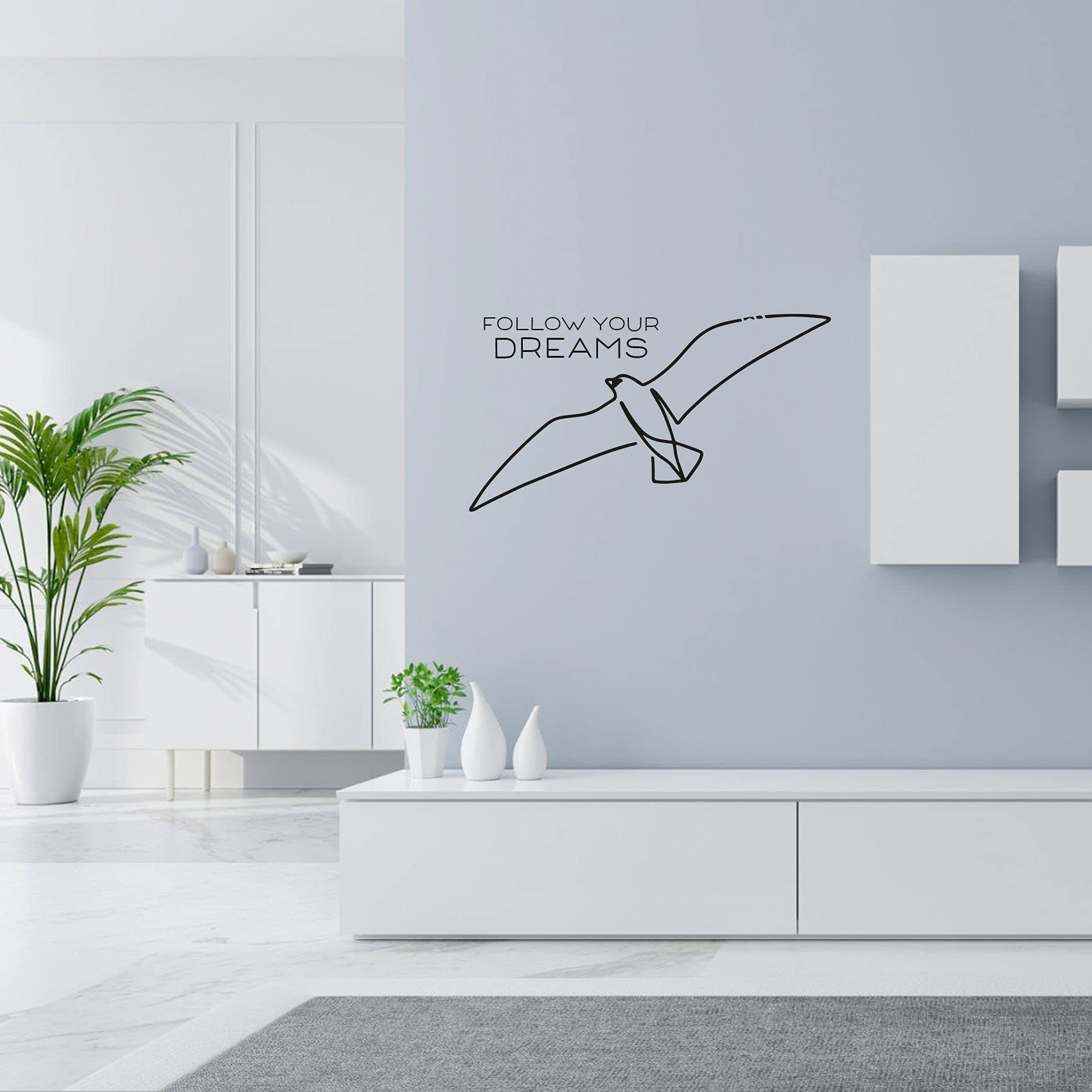 Follow Your Dreams Motivational Quote Wall Decal with Flying Birds - 18x20 Inch Vinyl Sticker Art for Kids Room, Bedroom, Nursery & Home Decor - Perfect for Inspiring Boys, Girls & Children