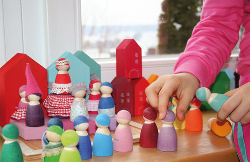 Grimms Friends Wooden Rainbow Stacking Toy for Kids - Montessori Educational Learning Blocks for Toddlers - Perfect for Sensory Play, Home Decor, and Creative Building Activities