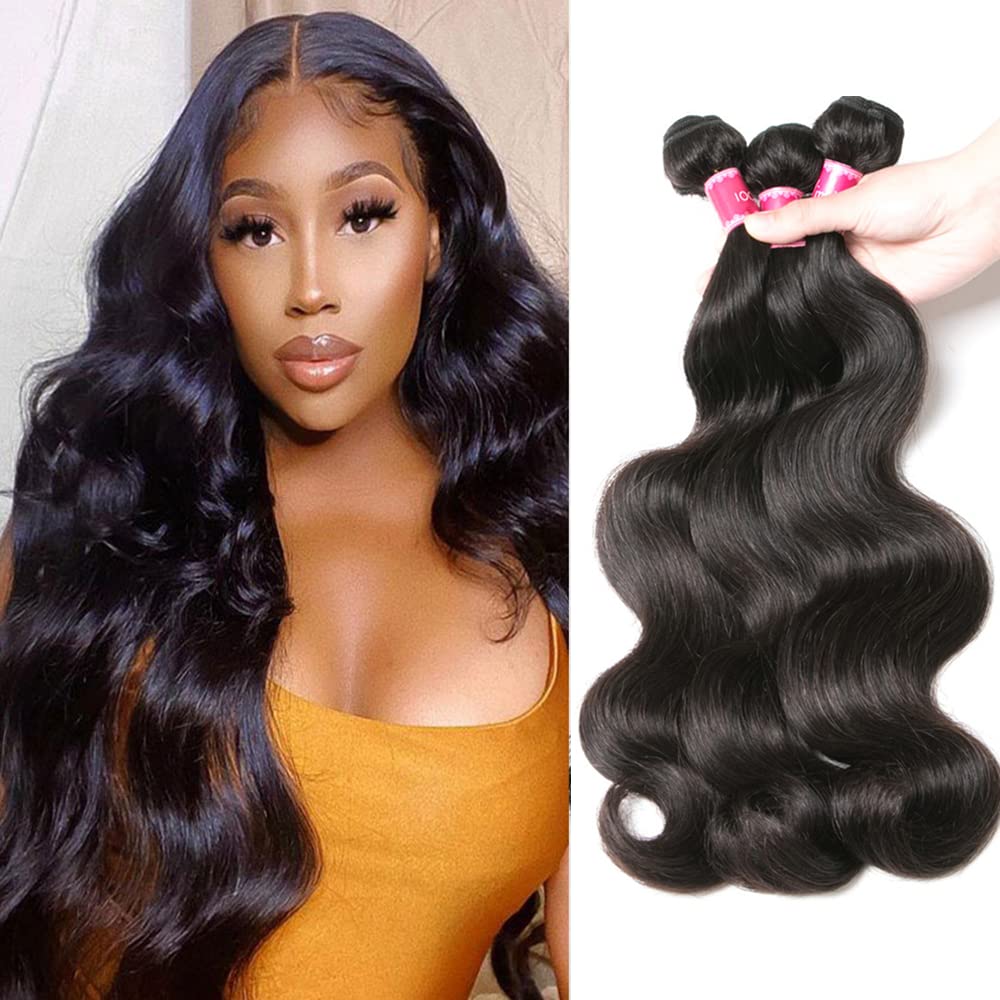 YISEA 12A Brazilian Virgin Human Hair Weave Extensions - 3 Bundles (20, 22, 24 inches) Body Wave Natural Color 100% Unprocessed Human Hair for Styling & Volume | Perfect for Daily Wear, Special Occasions & Salon Use