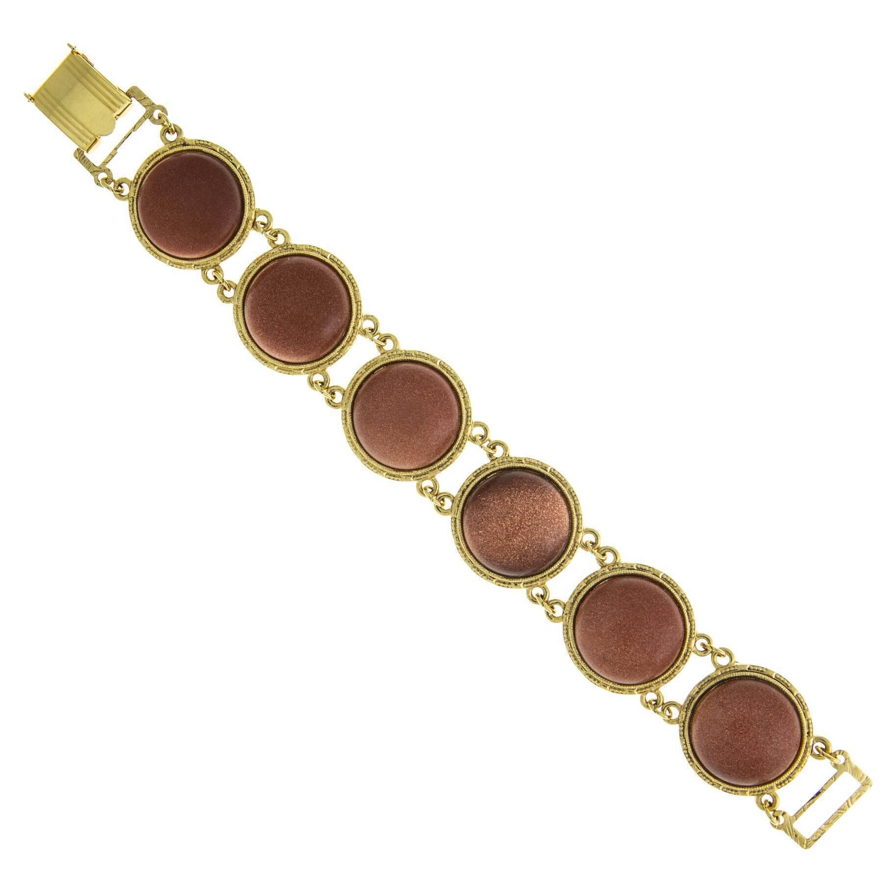 1928 Jewelry Goldstone Semi-Precious Link Bracelet for Women - Elegant & Stylish Beaded Bracelet for Party, Wedding & Everyday Wear