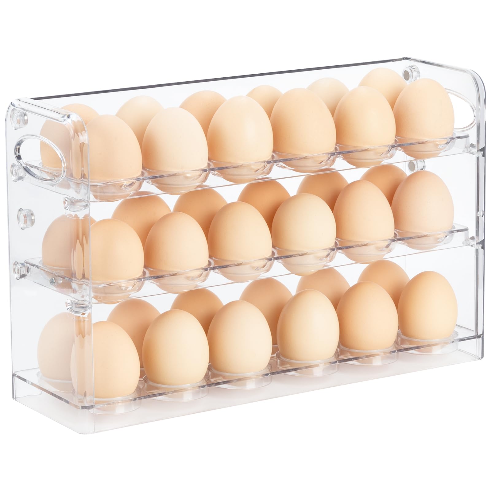 36 Egg Holder for Refrigerator - Clear PET Plastic Egg Storage Container with Dispenser - Kitchen Countertop Organizer for Fresh Eggs (Perfect for Breakfast Meal Prep & Baking)