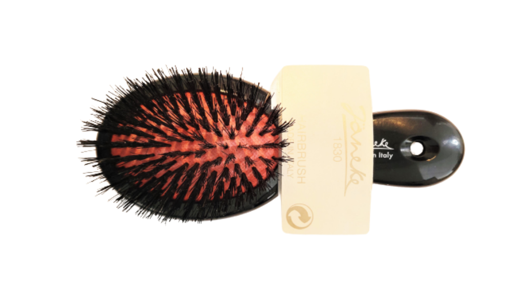 Janeke Pure Bristle Brush - Small Professional Line Hair Brush for Smooth Styling & Detangling - Perfect for Salons, Home Use & Travel