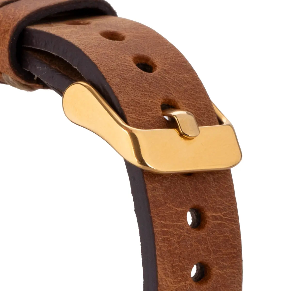 Premium Camel Leather Ultra Slim Apple Watch Band with Gold Rivets - Stylish & Durable for Workouts, Office & Everyday Wear