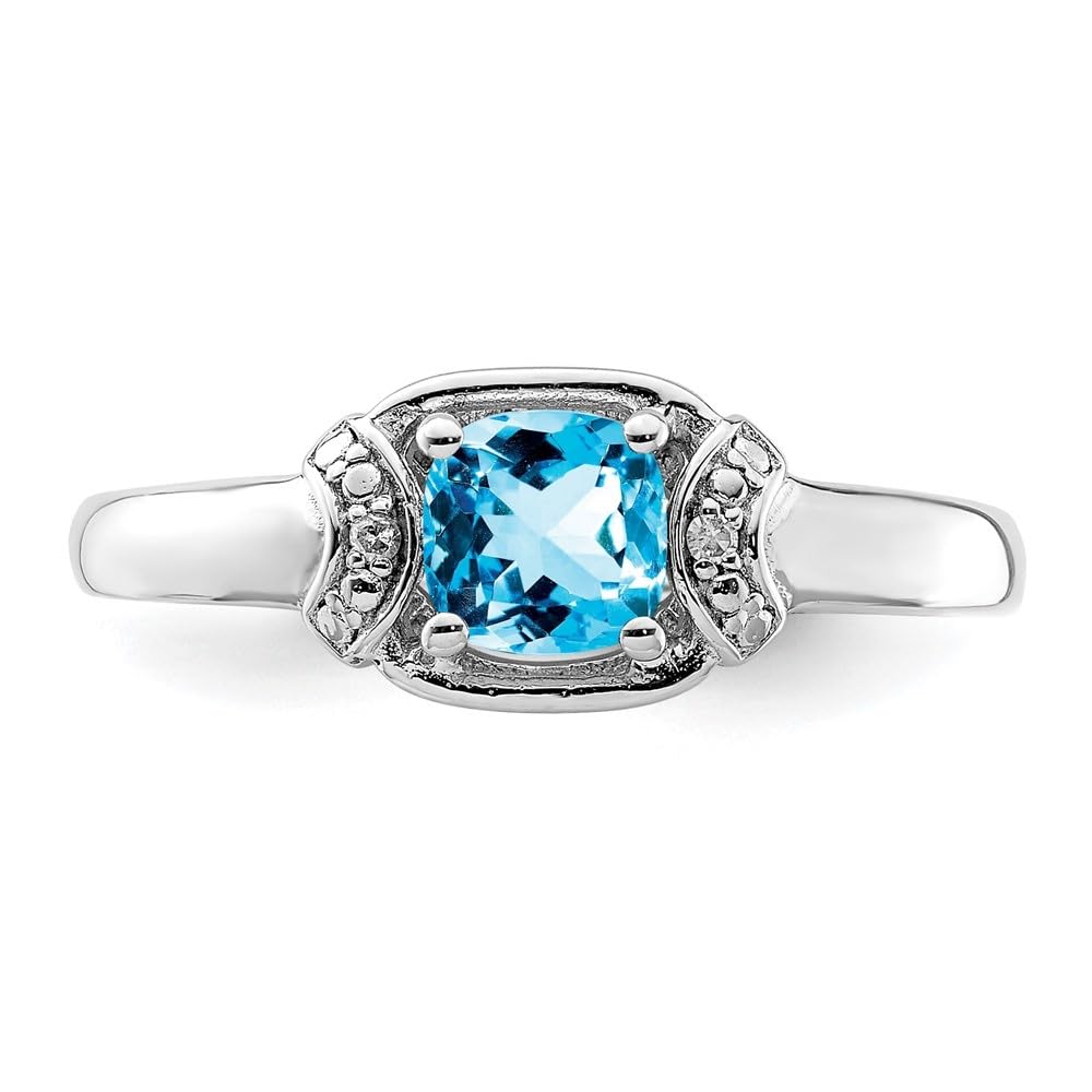 925 Sterling Silver Diamond & Blue Topaz Engagement Ring - 0.72ct Gorgeous Bridal Jewelry for Proposal, Anniversary & Wedding (Diamond2Deal)