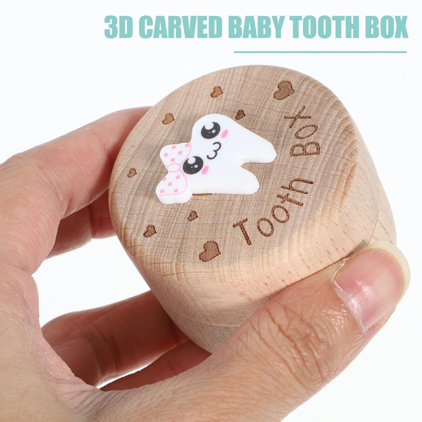COOLHIYA Wooden Tooth Storage Box for Kids - Large Capacity Tooth Keepsake Holder for Boys & Girls - Perfect Baby Shower Gift & First Tooth Memory Keeper