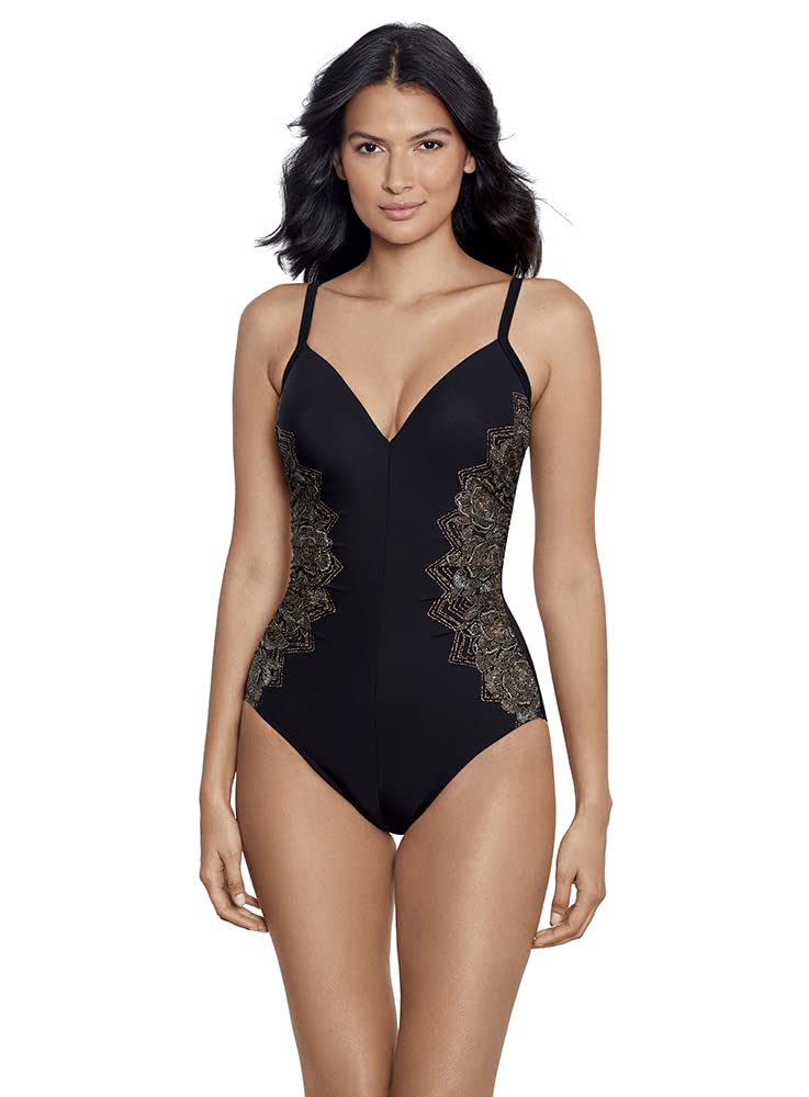 Miraclesuit Women's Tummy Control Underwire One Piece Swimsuit - Slimming Swimwear for Women, High Waisted Bathing Suit with Built-in Shapewear - Perfect for Pool, Beach & Vacation