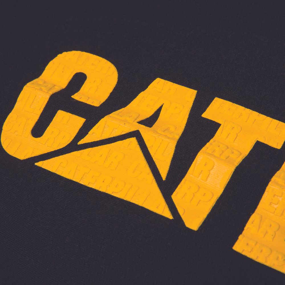 CAT Men's Raised Graphic Long Sleeve Work Shirt - Durable Black Cotton Shirt for Construction & Outdoor Work (Style 1010047) | Ideal for Job Sites, Heavy Duty Tasks & Casual Wear