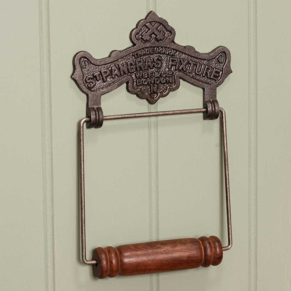 Vintage Iron Toilet Paper Holder - Antique Style Bathroom Tissue Roll Stand for St Pancras & Classic Home Decor | Perfect for Traditional & Victorian Themed Bathrooms