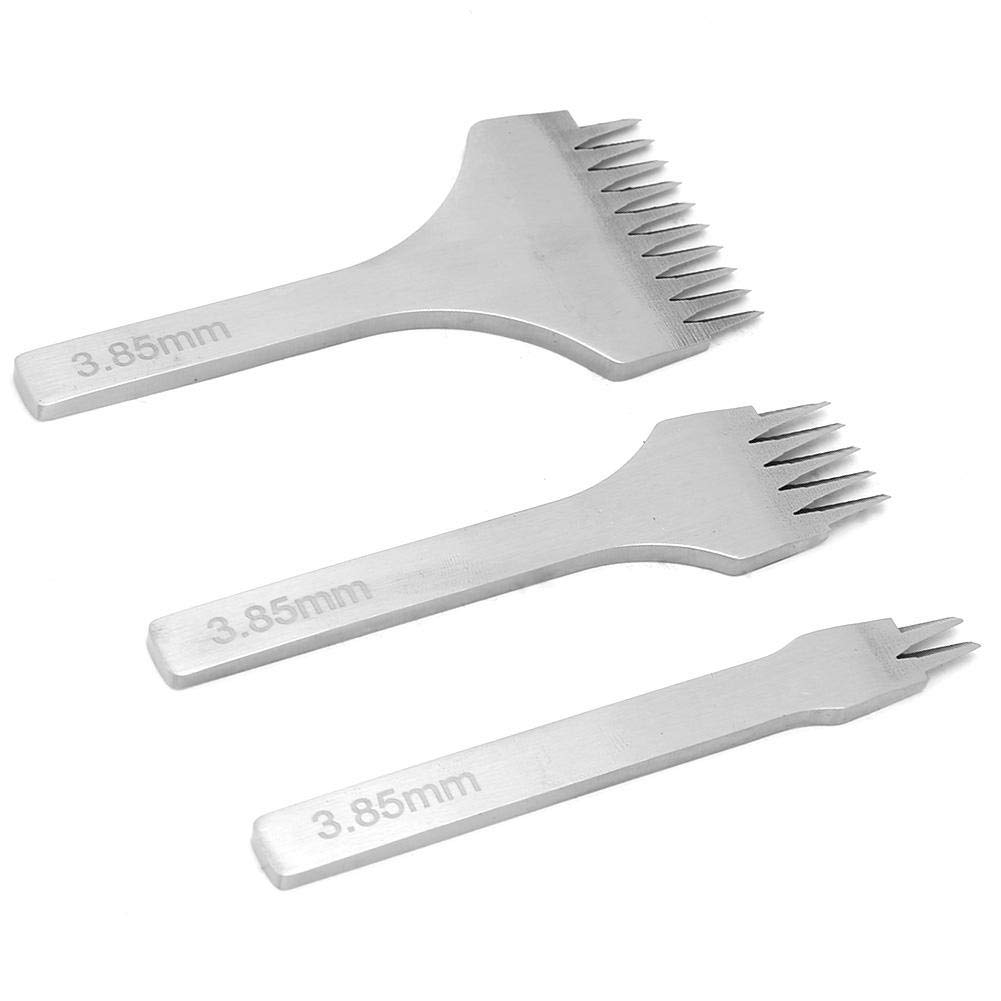 3-Piece Leather Hole Punch Set - 2.7/3.0/3.38/3.85mm Sizes with 2/5/10 Prong Options - Professional Leather Craft Tools for Lacing, Stitching & DIY Projects - Perfect for Leatherworking, Belt Making & Shoe Repair