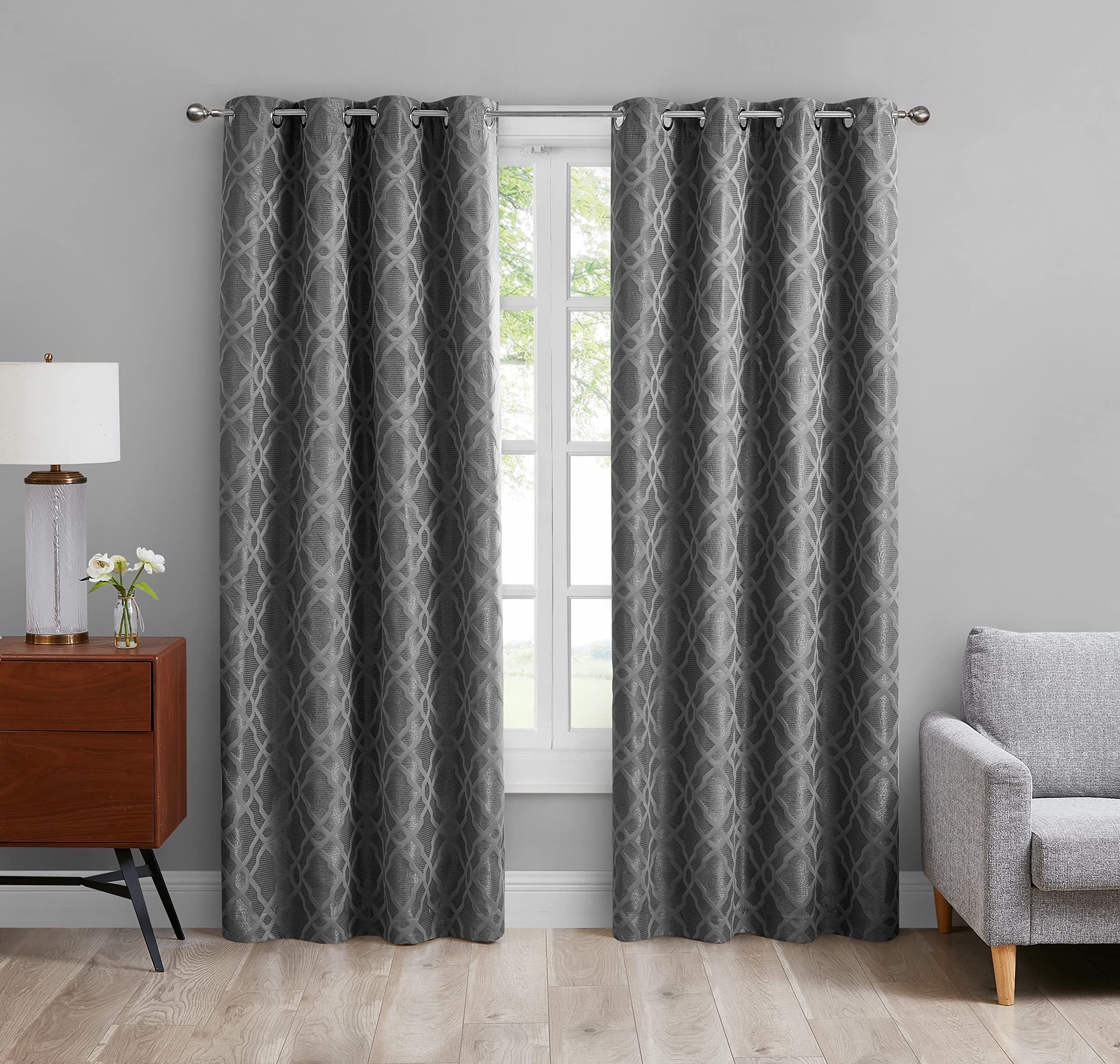SARO LIFESTYLE Modern Print Blackout Window Curtains (Set of 2 Panels) - Thermal Insulated Room Darkening Drapes for Living Room, Bedroom & Nursery
