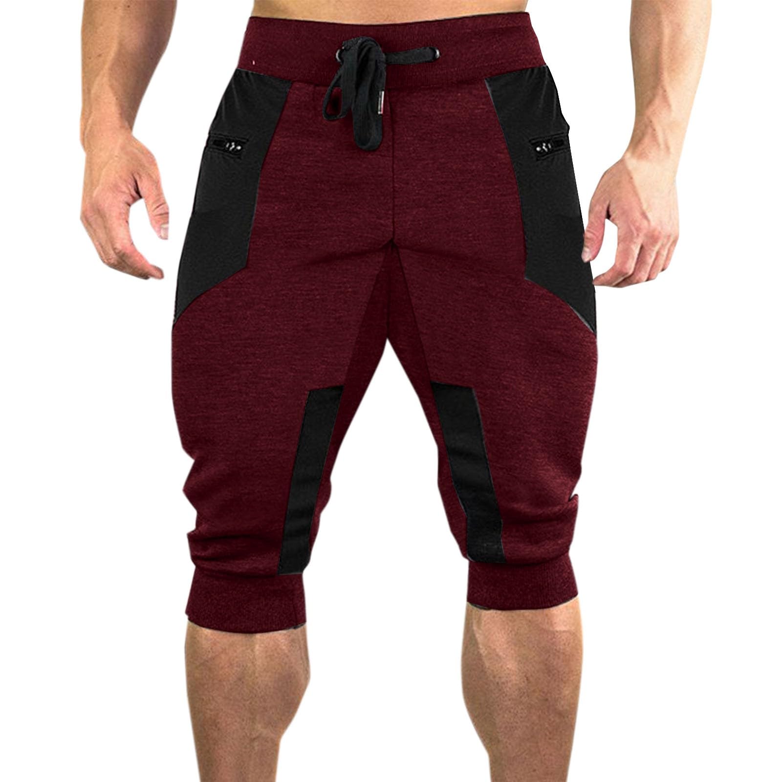 **Men's High Waist 3/4 Joggers Capri Pants - Drawstring Casual Below Knee Workout Shorts for Running, Gym & Training | Lightweight & Breathable for Sports & Lounge Wear**
