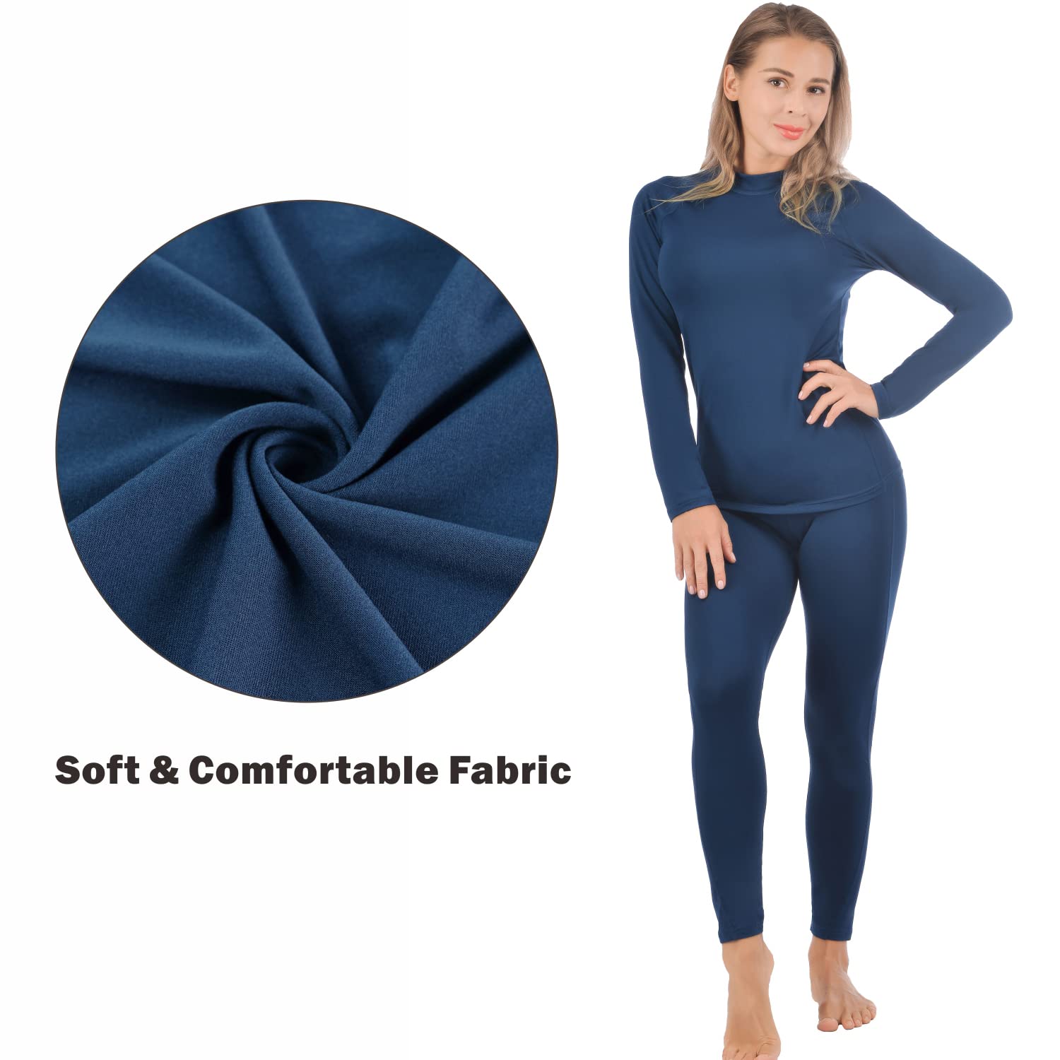 Qualidyne Women's Thermal Underwear Set - Ultra Soft Fleece Base Layer Top & Bottom for Winter Sports, Hiking & Cold Weather Activities