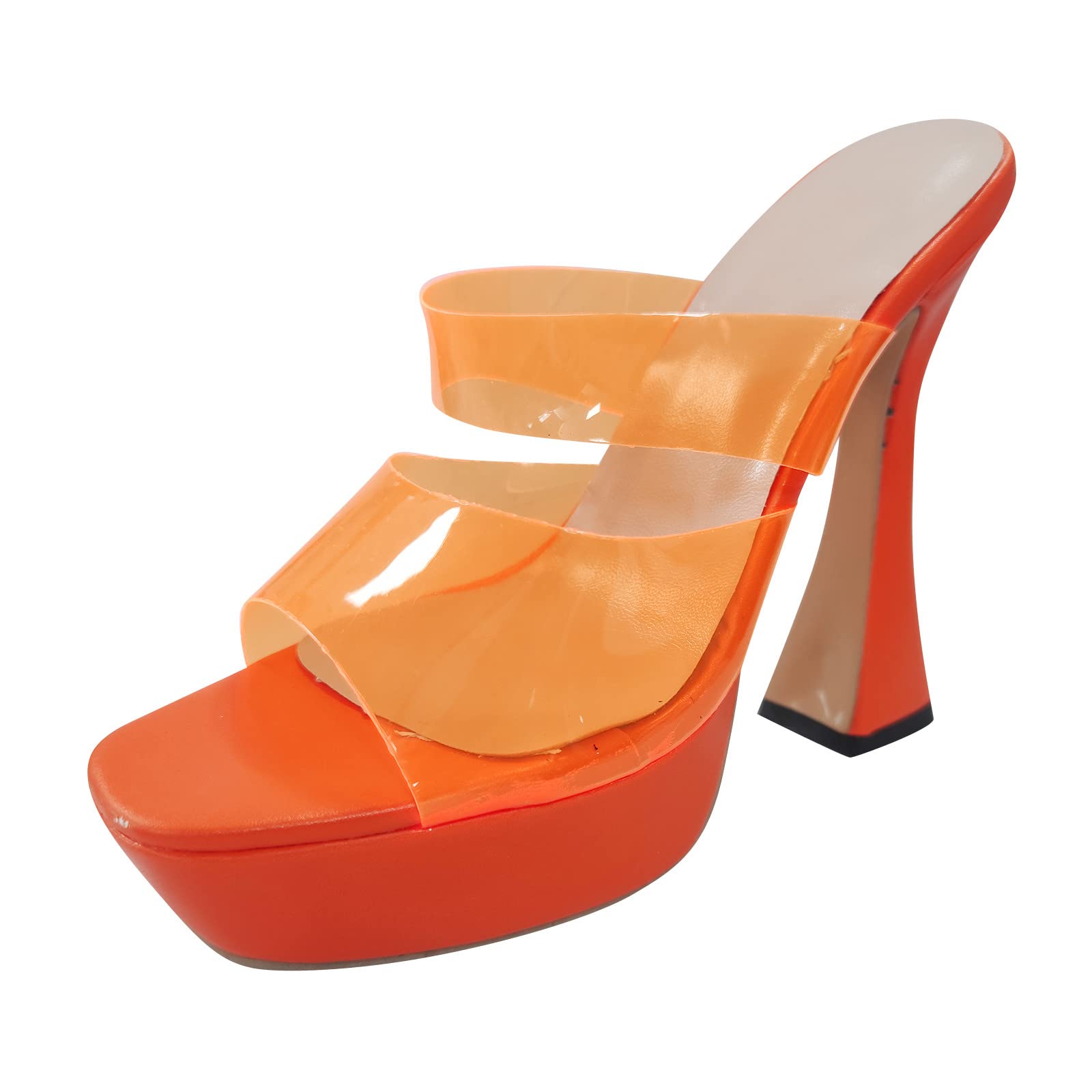 Women's Transparent Strap High Heel Platform Sandals - Comfortable Wide Width 8.5 - Perfect for Summer Weddings, Date Nights & Beach Vacations