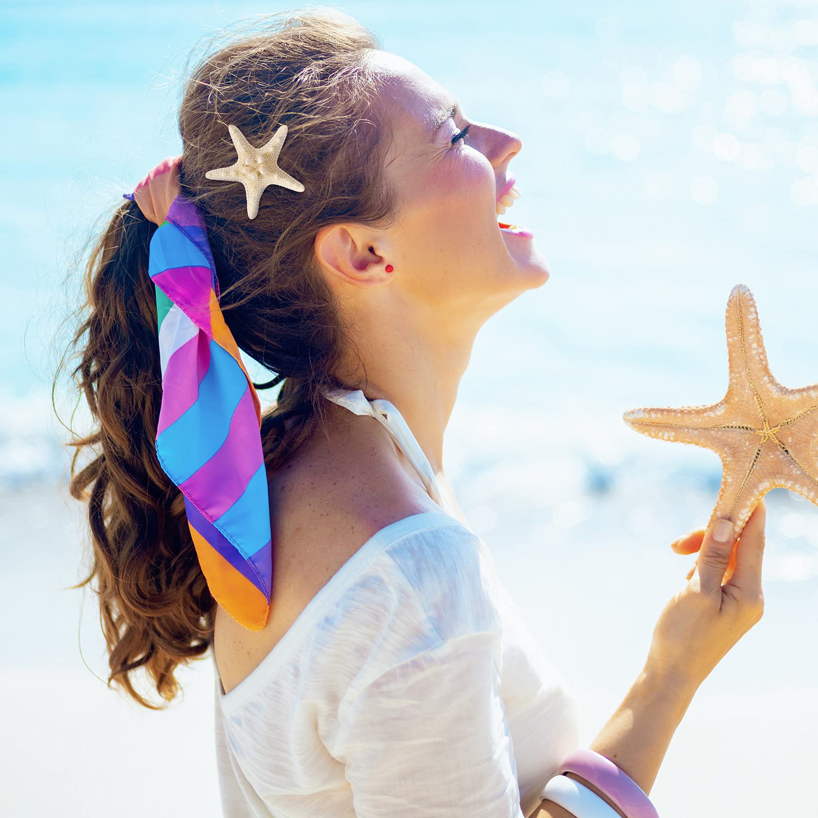 Syhood 4 Pcs Resin Starfish Hair Clips - Mermaid Hair Accessories for Women, Beach Wedding Hair Jewelry, Perfect for Mermaid Costumes, Summer Vacations & Boho Fashion