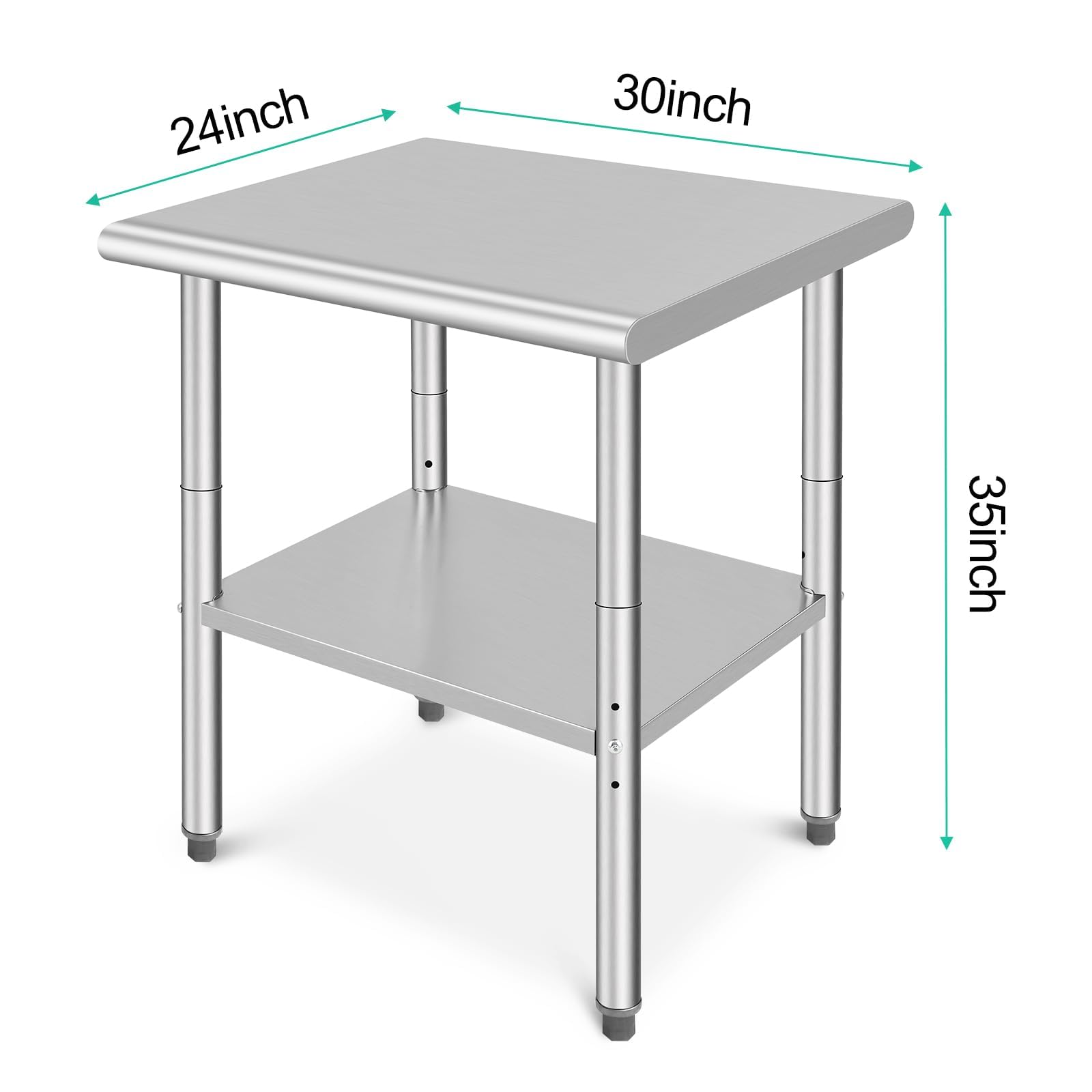 Stainless Steel Prep Table 30x24x35 Inches - NSF Certified Commercial Kitchen Table for Restaurant, Home & Hotel Use - Durable Metal Work Surface for Food Prep, Cooking & Serving