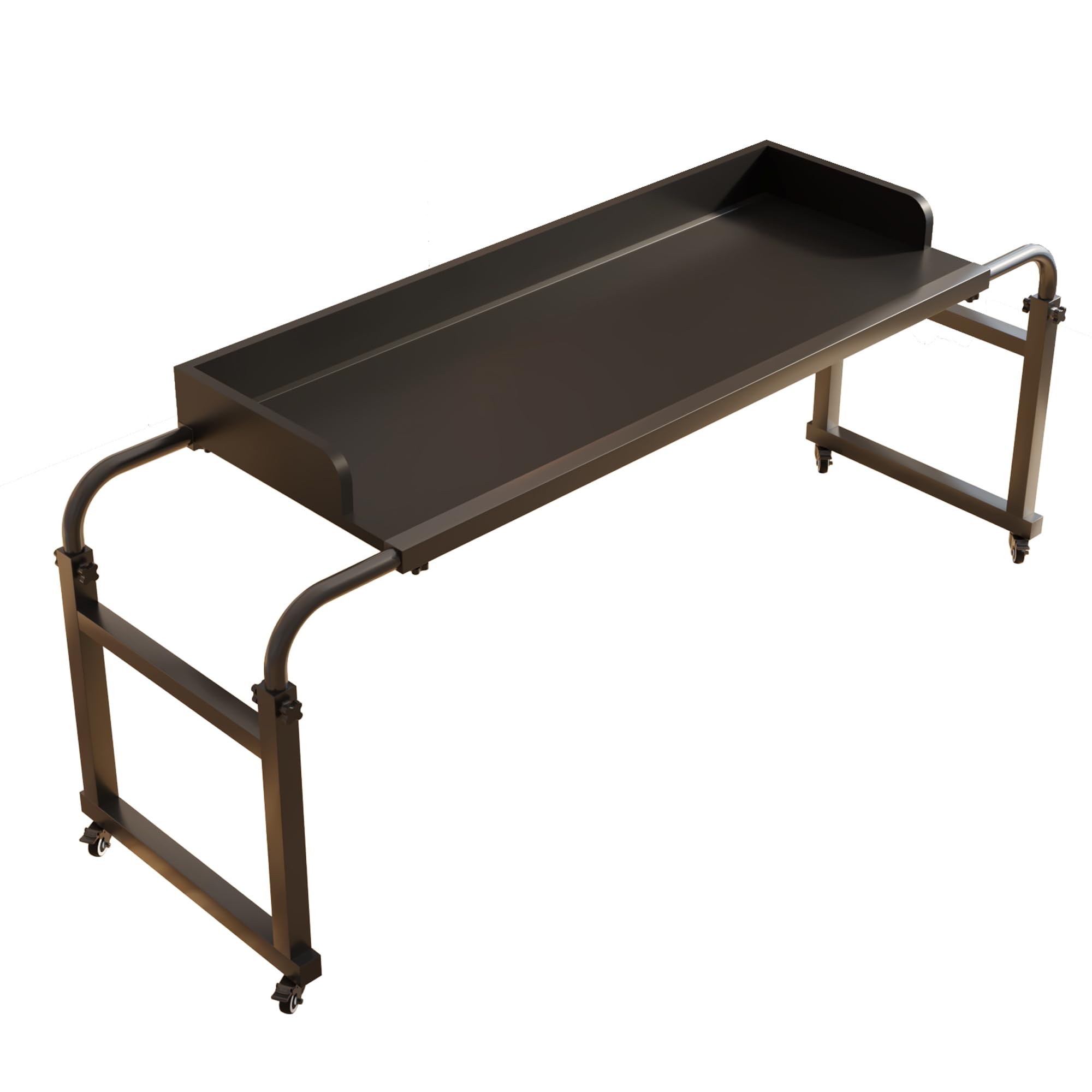 Adjustable Overbed Table with Wheels - Rolling Laptop Desk for King & Queen Beds - Portable Hospital Bedside Table (Black) - Perfect for Home, Office, and Patient Care Use