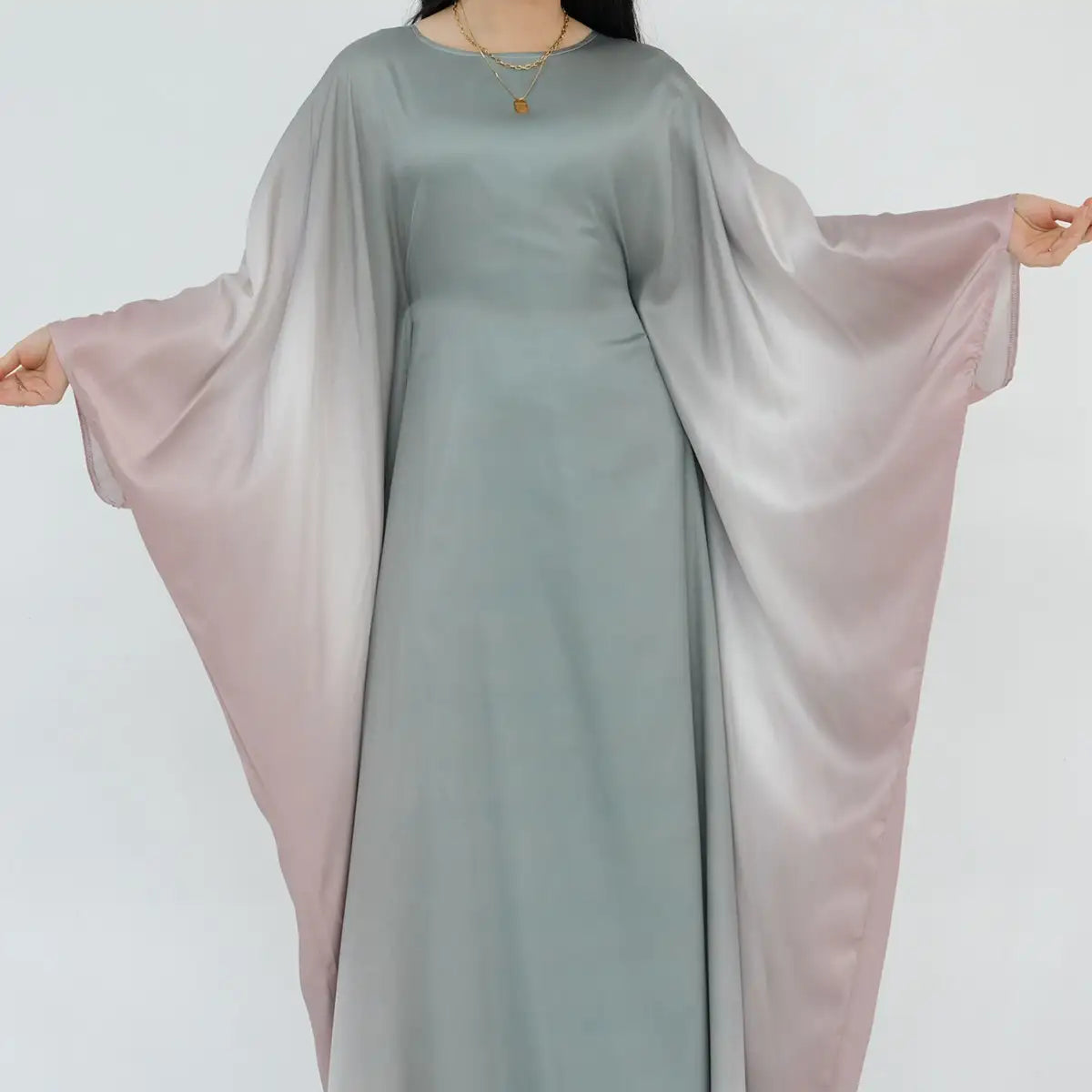 Elegant Butterfly Gradient Batwing Sleeve Women's Farasha Abaya Dress for Muslim Prayer, Wedding & Special Occasions