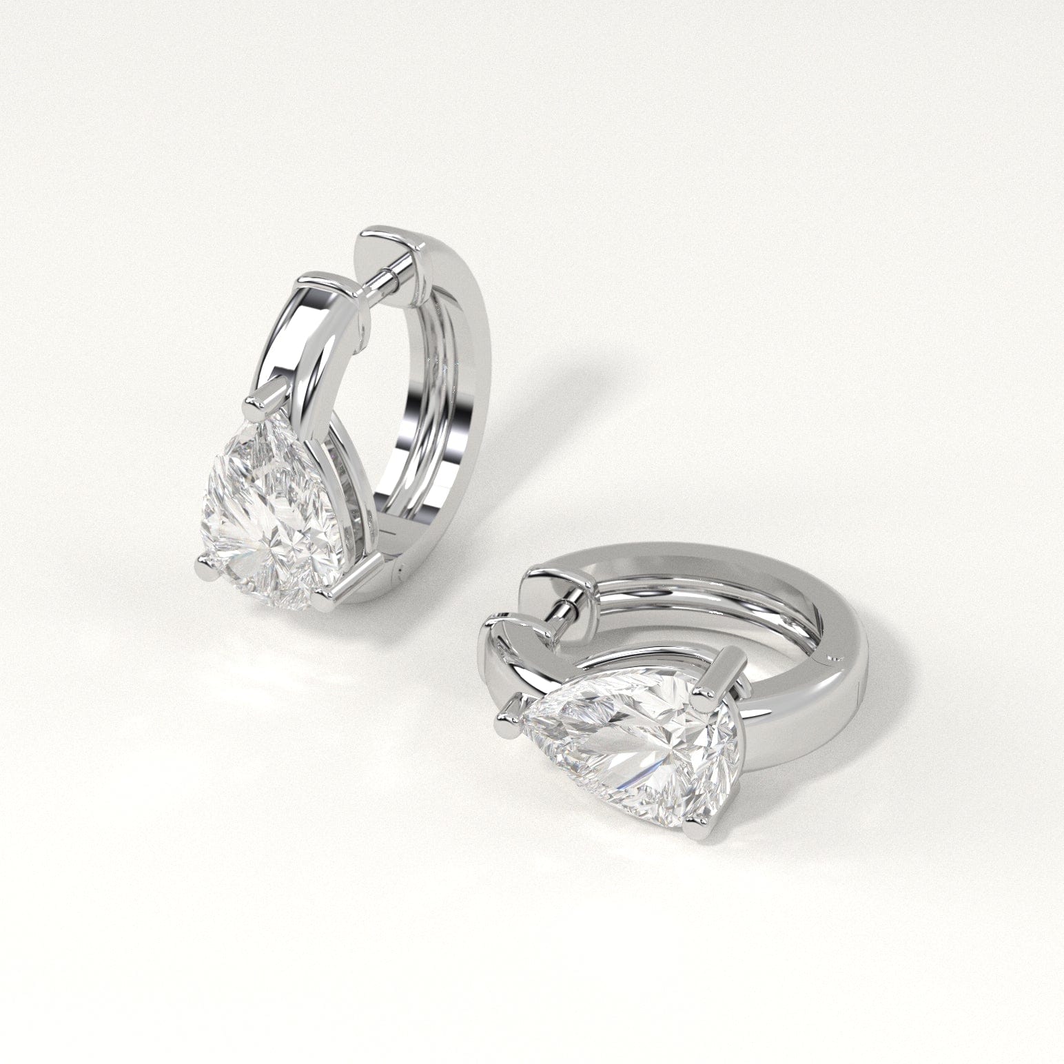 2 Carat Pear Shaped Diamond Hoop Earrings for Women - 14K White Gold Dangle Earrings - Perfect for Weddings, Parties & Special Occasions
