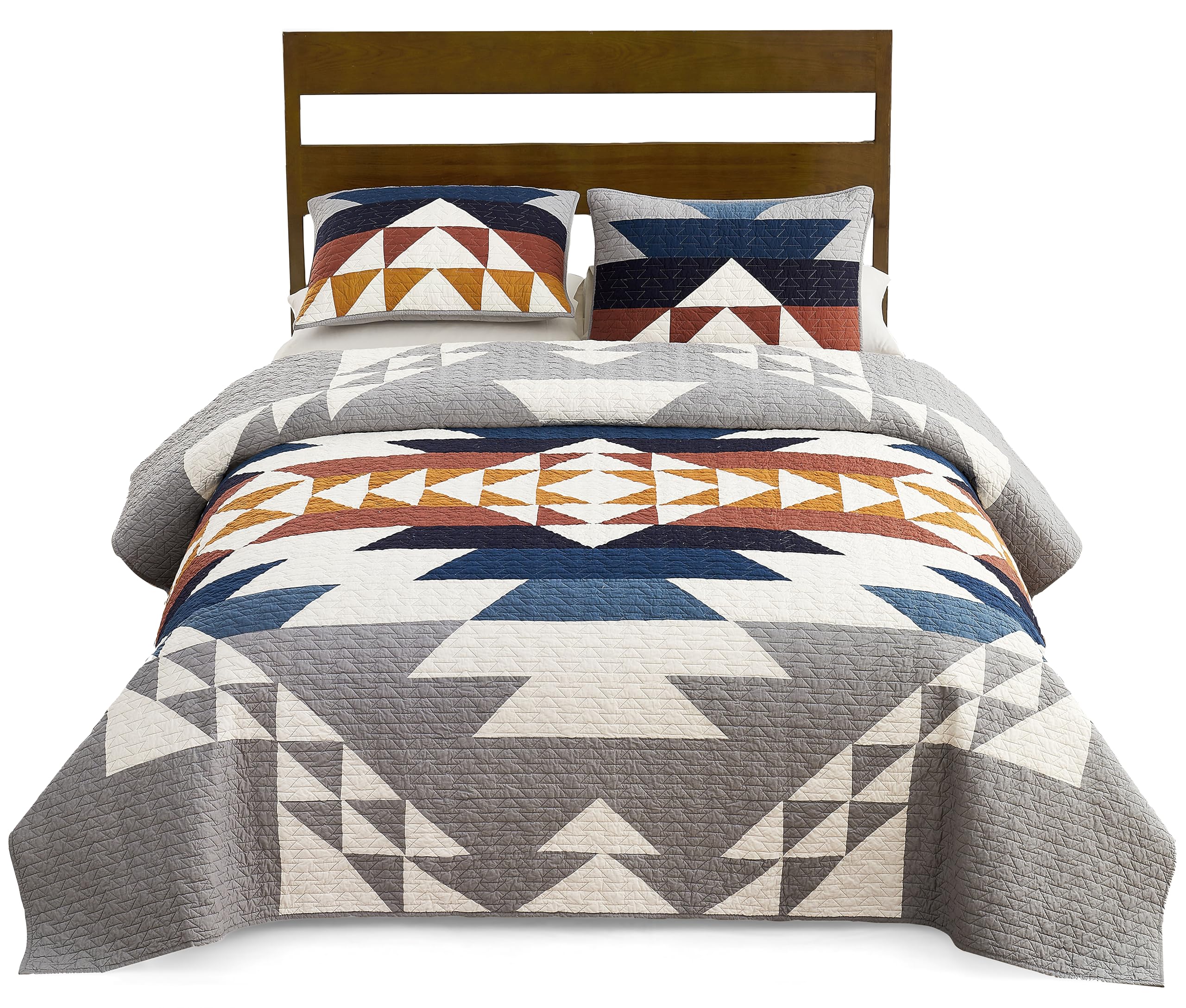 **PENDLETON 29271 Explorer Full/Queen Quilt Bedspread Set - Soft Cotton, Rustic Design, Machine Washable - Includes Quilt & Pillow Shams - Grey - Perfect for Cozy Bedrooms, Guest Rooms & Cabin Retreats**