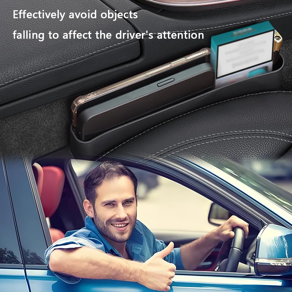 2PCS Universal Car Seat Gap Filler Organizer - Storage Box for Phone, Wallet & Cards - Anti-Drop Car Accessories for Sedan, SUV & Truck - Keep Your Car Interior Clean & Organized
