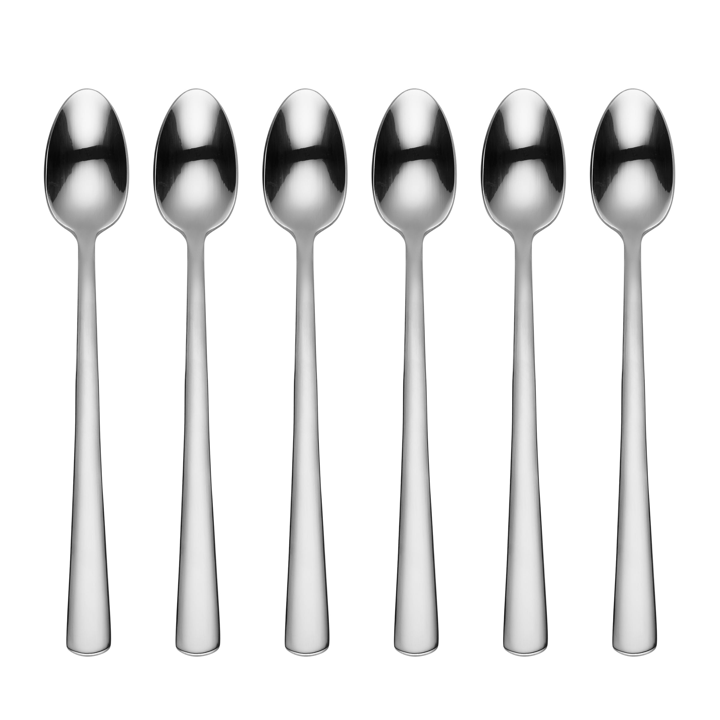 Premium Stainless Steel Tall Drink Spoons - Set of 6 for Iced Coffee, Cocktails & Smoothies - Durable Bar & Kitchen Utensils for Home & Commercial Use